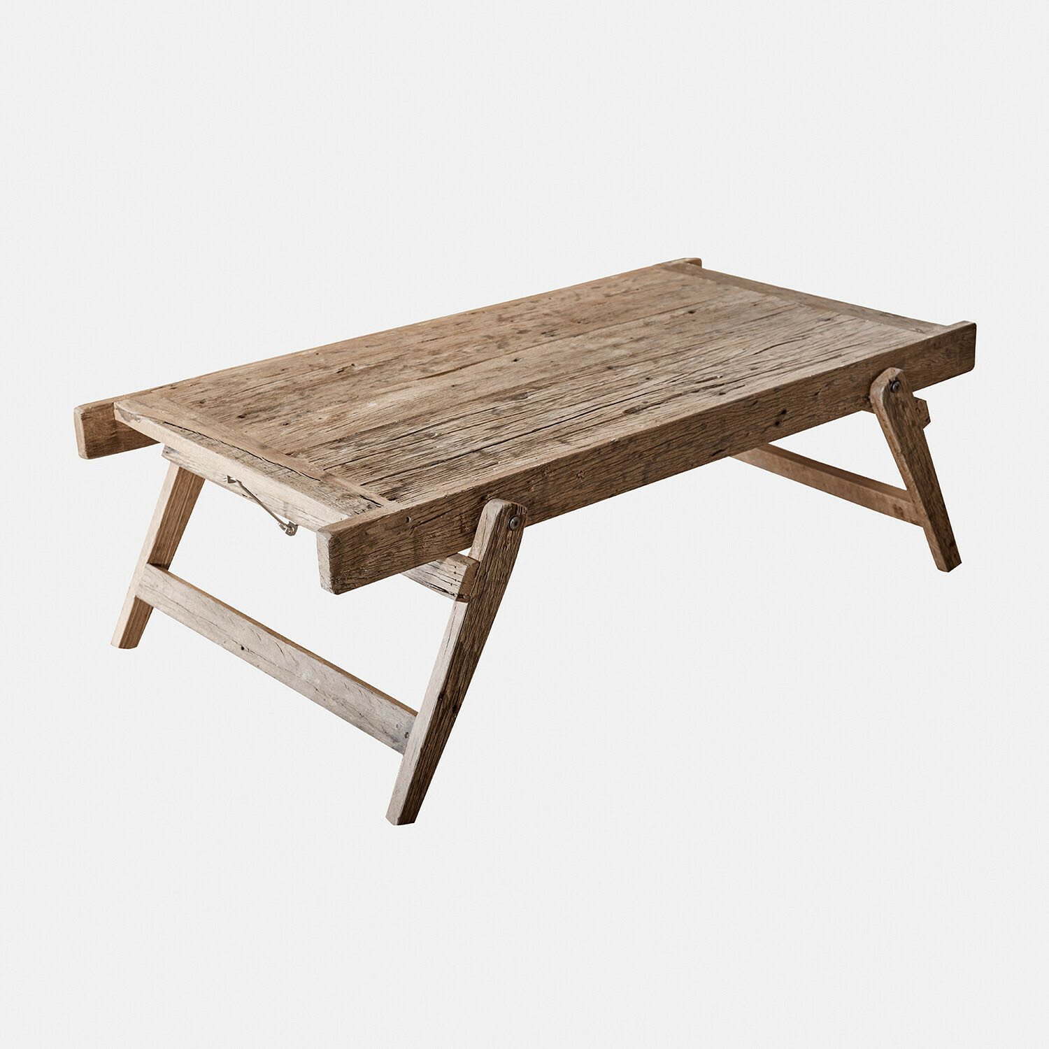 Couchtisch Torenno Klappbarer Frühstückstisch aus naturfarbenem Holz, rustikales Möbel fürs Schlafzimmer