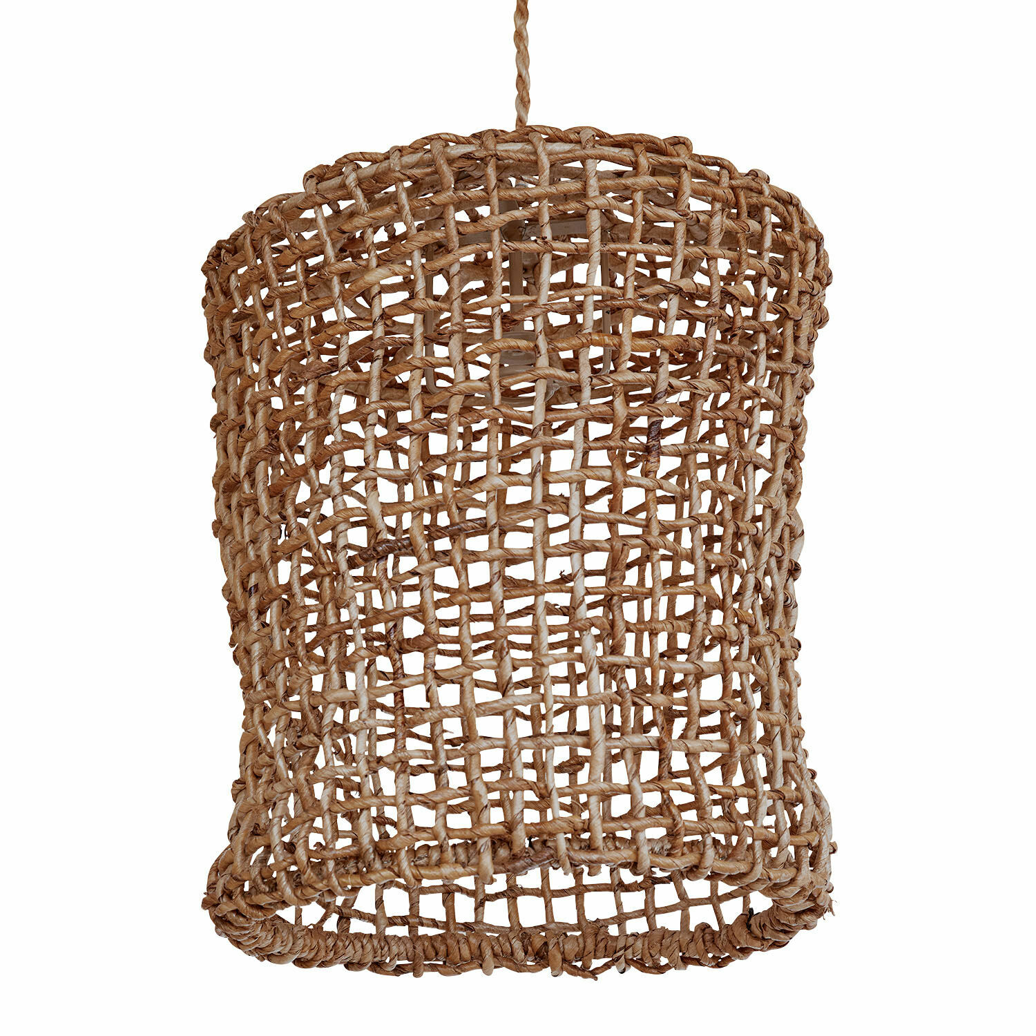 Lampenschirm Wellsford Hängeleuchte aus geflochtenem Natur-Rattan in Braun, Boho-Stil, dekorative Innenbeleuchtung
