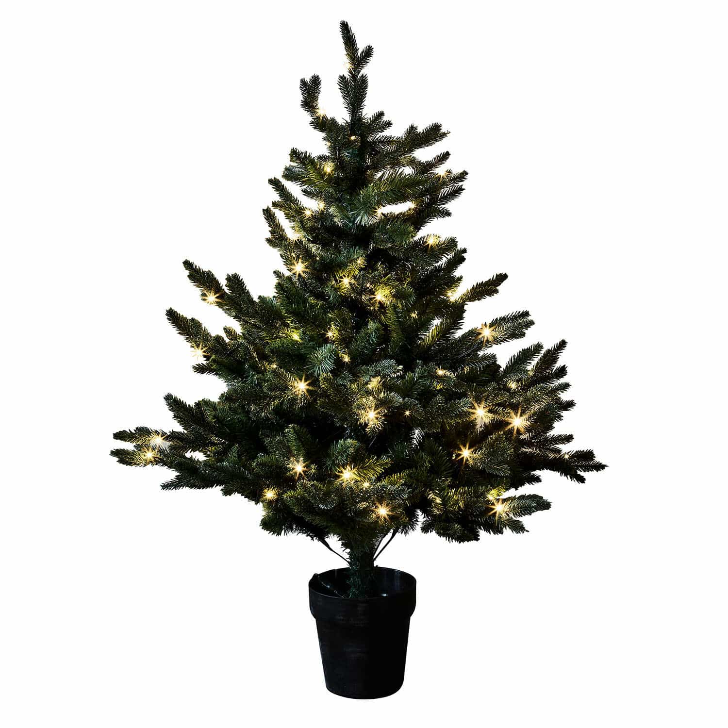 LED-Baum Mantilly Künstlicher Weihnachtsbaum im Topf mit grünen Zweigen und warmweissen LED-Lichtern zur Dekoration