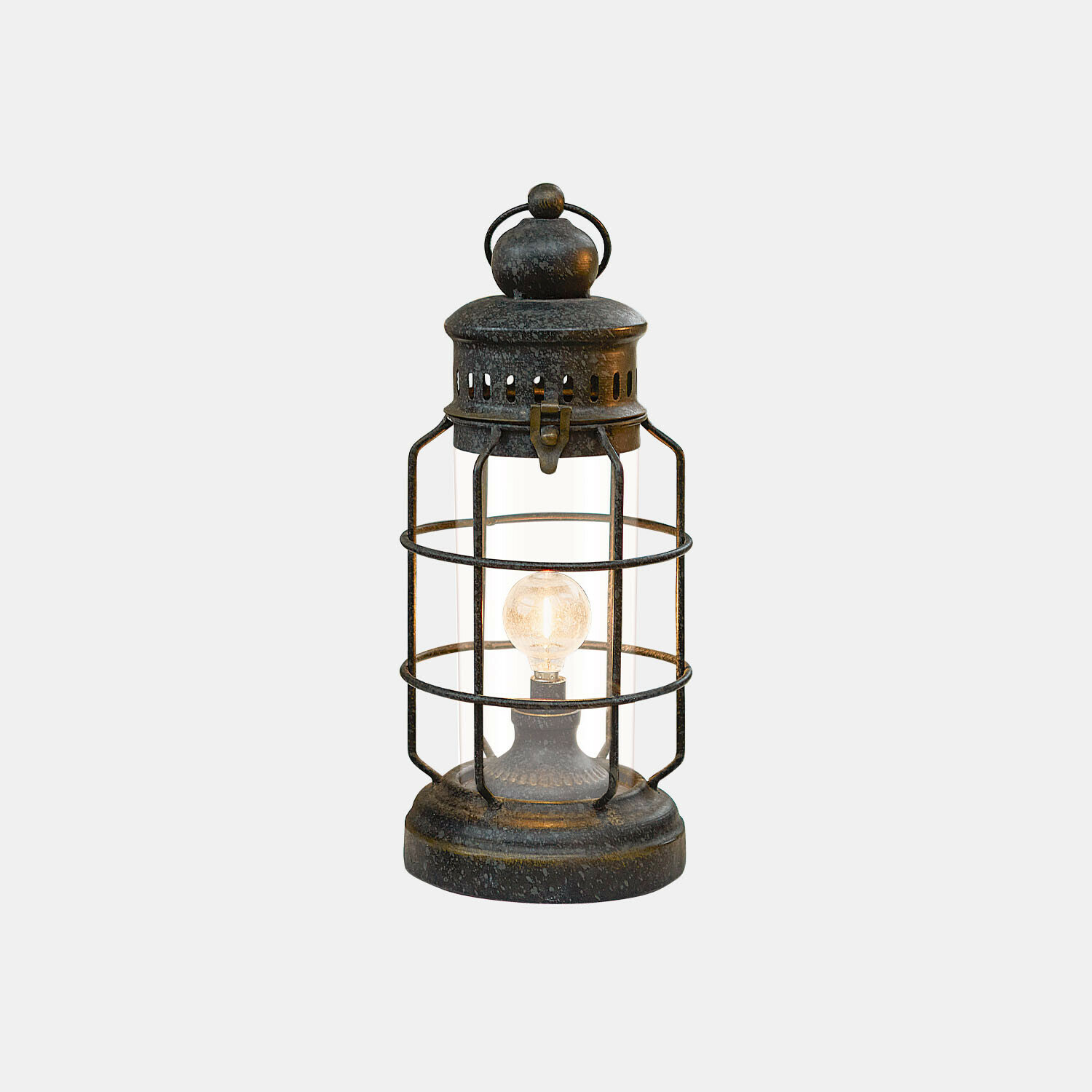 antikschwarz Wiederaufladbare LED-Laterne Arvada antikschwarz mit Glas und Metallgitter als Schutz