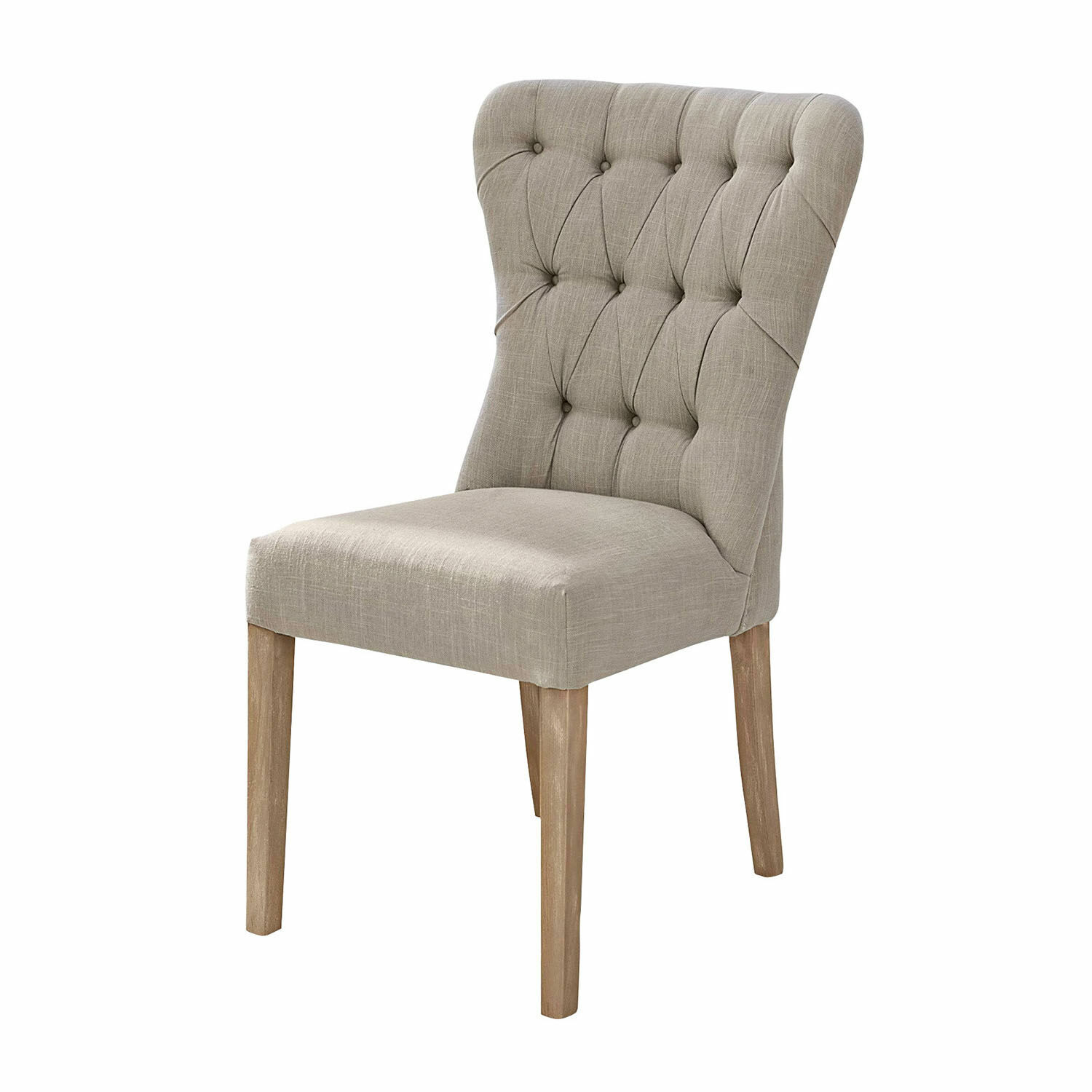 Stuhl Saint-Laurent Beiger, gepolsterter Stuhl mit Holzbeinen, elegantes Möbelstück für Esszimmer oder Wohnzimmer