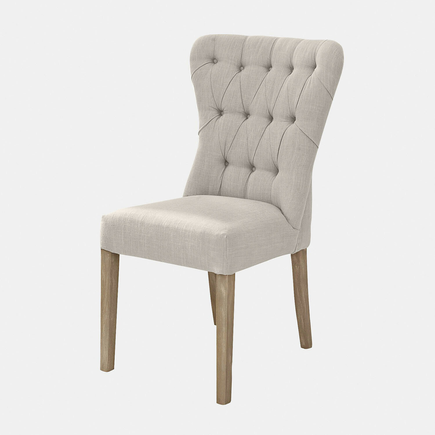 Beiger, gepolsterter Stuhl mit Holzbeinen, elegantes Möbelstück für Esszimmer oder Wohnzimmer