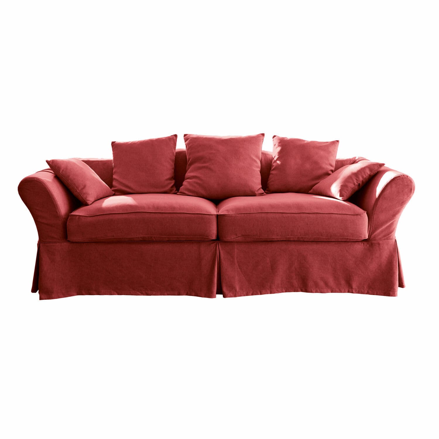 Rotes Worcester-Sofa aus Stoff mit weichen Kissen, bequeme Polstermöbel für das Wohnzimmer