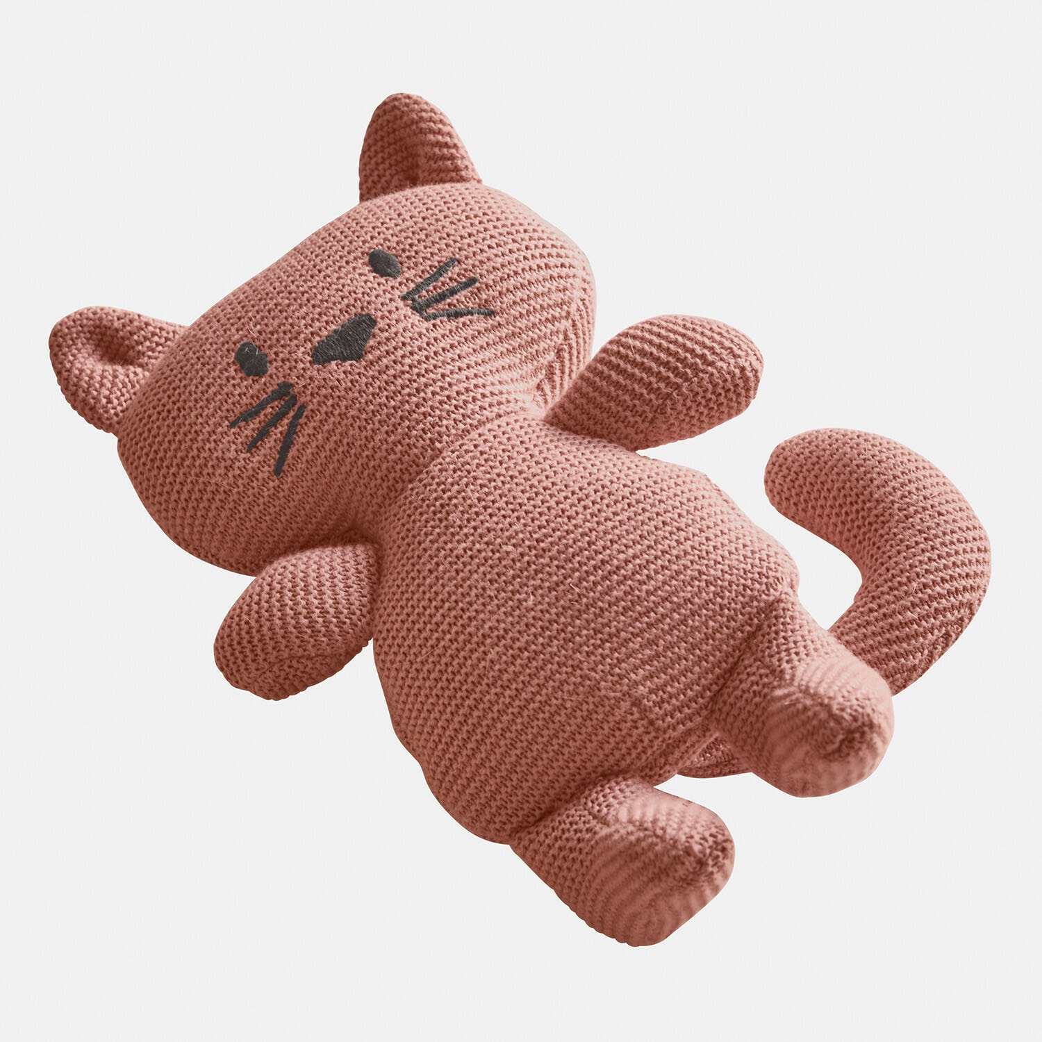 Rosa gestrickte Plüschkatze, weiches Kinderspielzeug, kuscheliges Baumwollmaterial