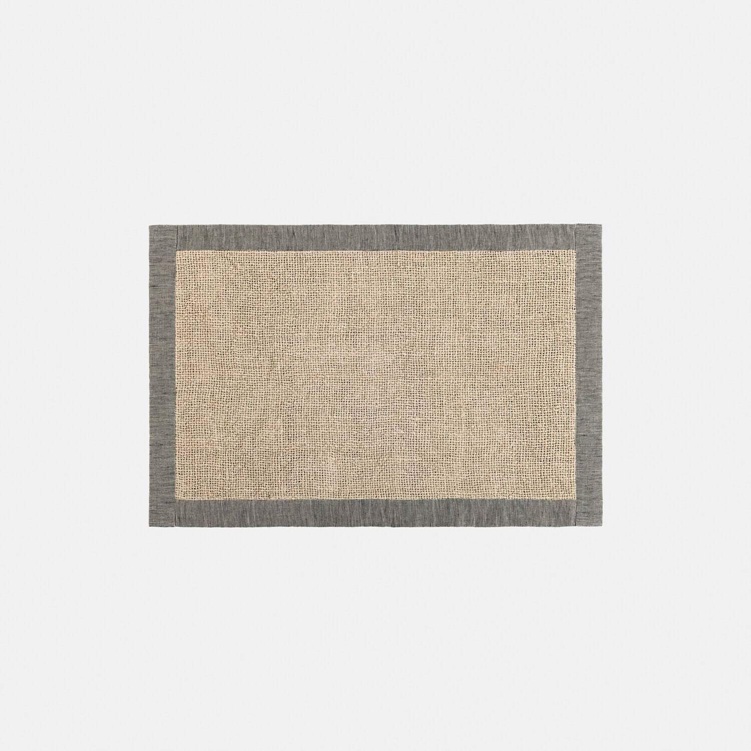 Rechteckiger Teppich aus natürlicher Jute mit grauem Rand, langlebiges und dekoratives Wohnaccessoire