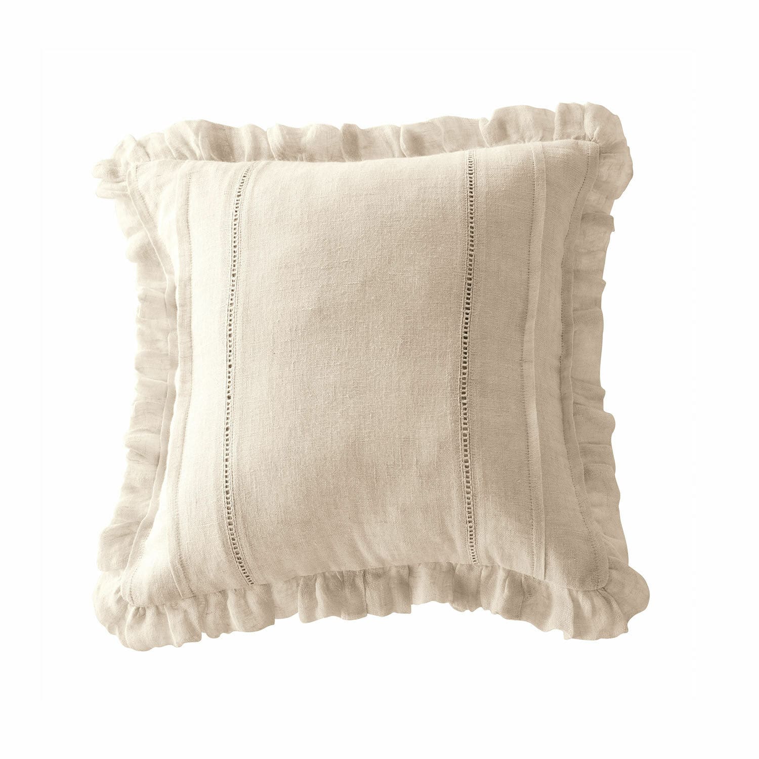 Kissenhülle Luritte Beige Leinen-Dekokissen mit Rüsche und feiner Naht für Wohnzimmer und Schlafzimmer