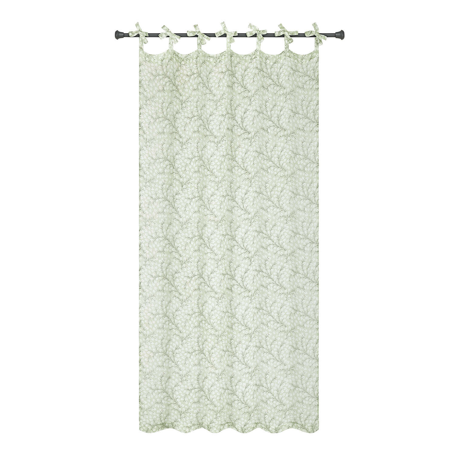 Gardine Norelline Baumwollvorhang in hellem Grün mit feinem Pflanzenmuster, dekorativer Fensterschmuck