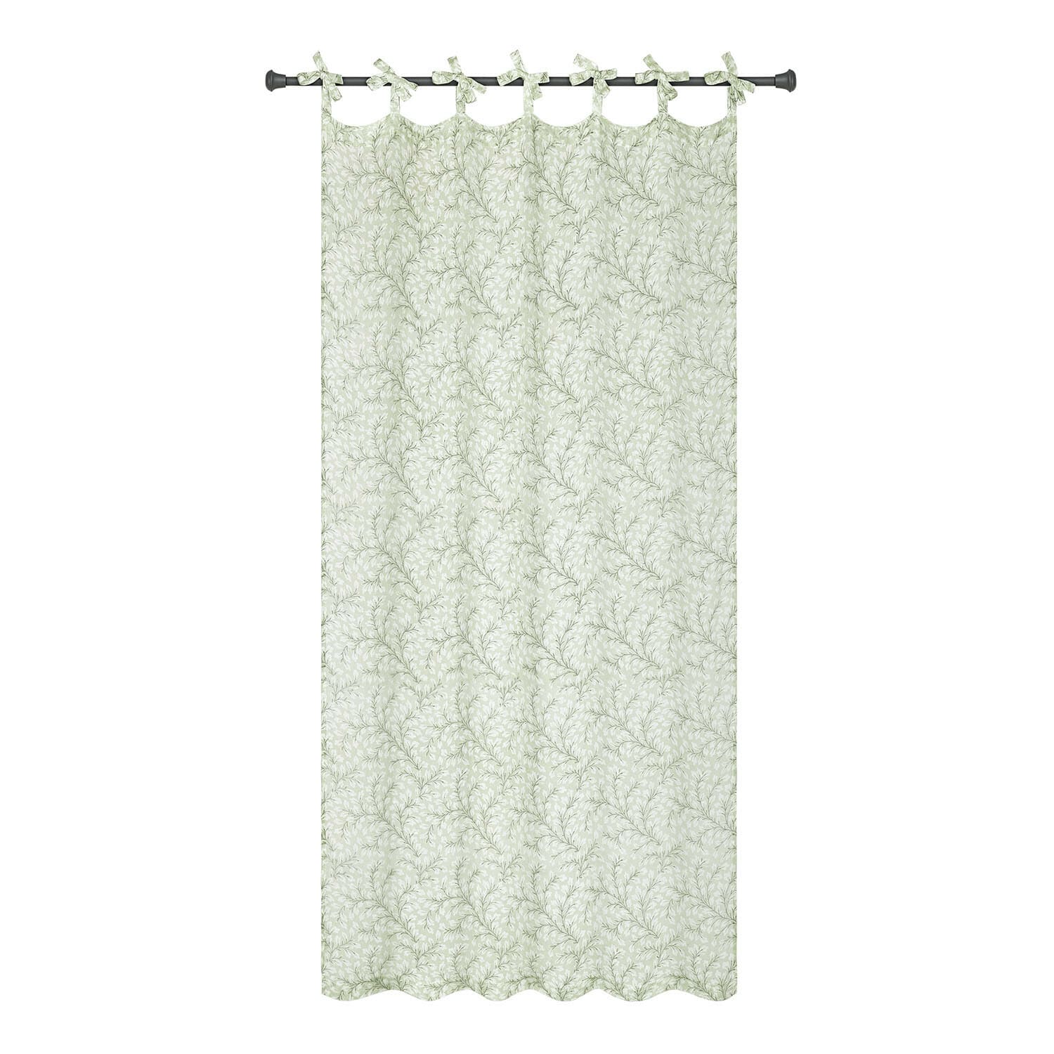 Gardine Norelline Baumwollvorhang in hellem Grün mit feinem Pflanzenmuster, dekorativer Fensterschmuck