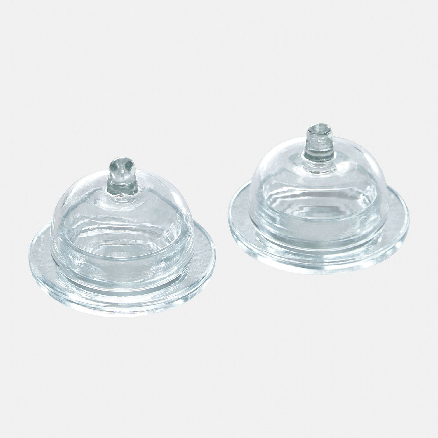 Butterdose 2er Set Doraville Paar transparente Glasglocken für Teller, schlichtes Design zum Servieren