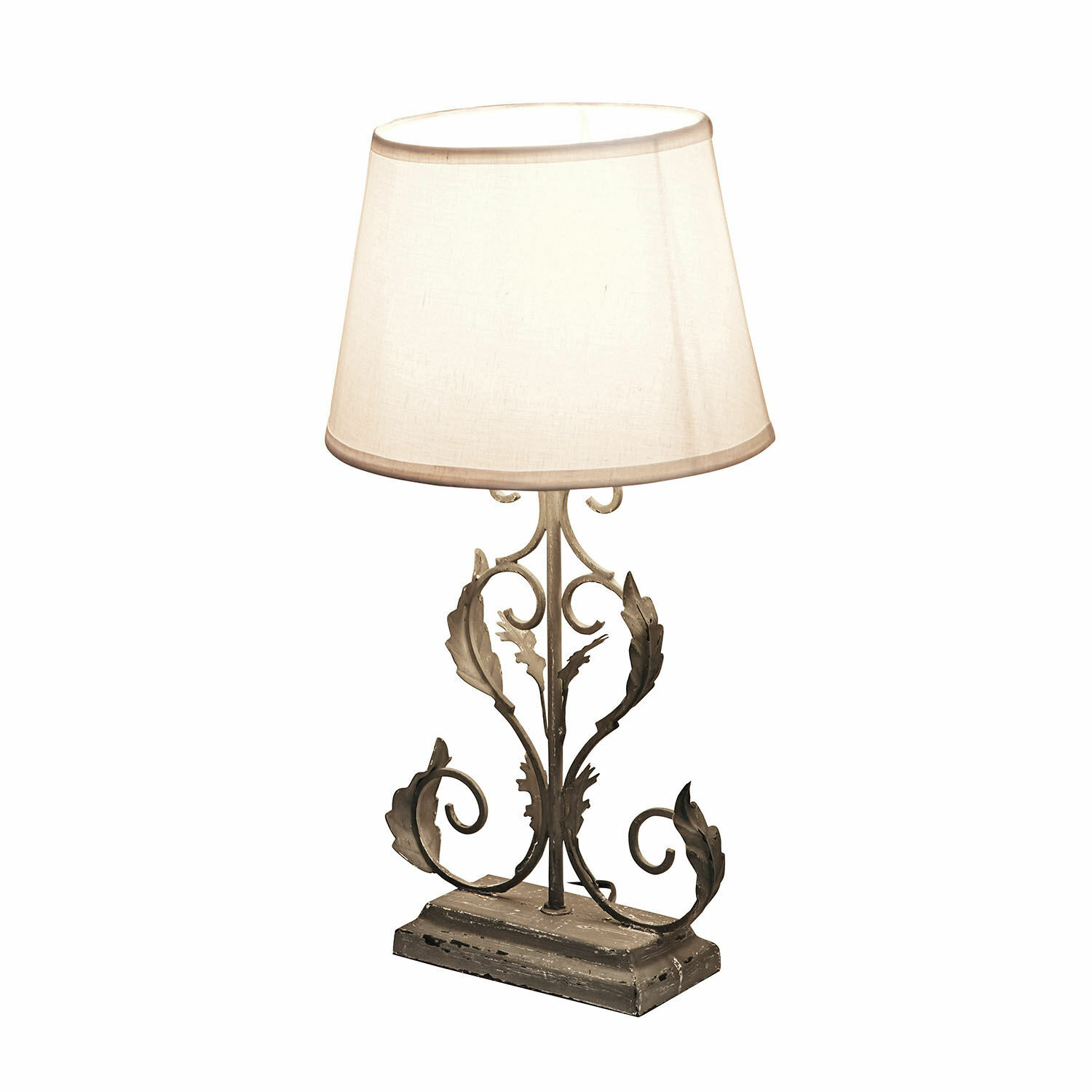 Tischlampe Chanéac Tischlampe mit vintage Metallfuss und cremefarbenem Lampenschirm für Wohnraumbeleuchtung