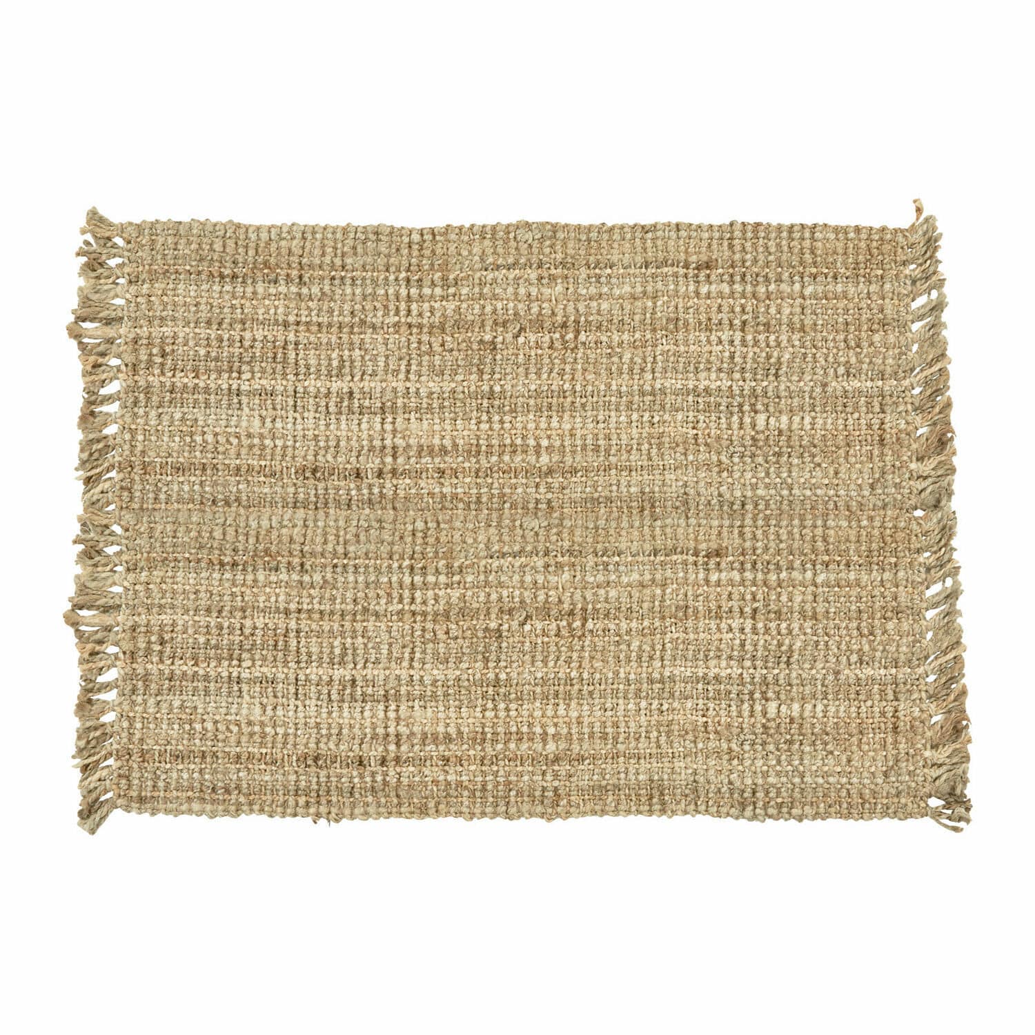 Teppich Hermitage Natürlicher Juteteppich in Beige mit Fransen, ideal für Wohnräume und Dekoration