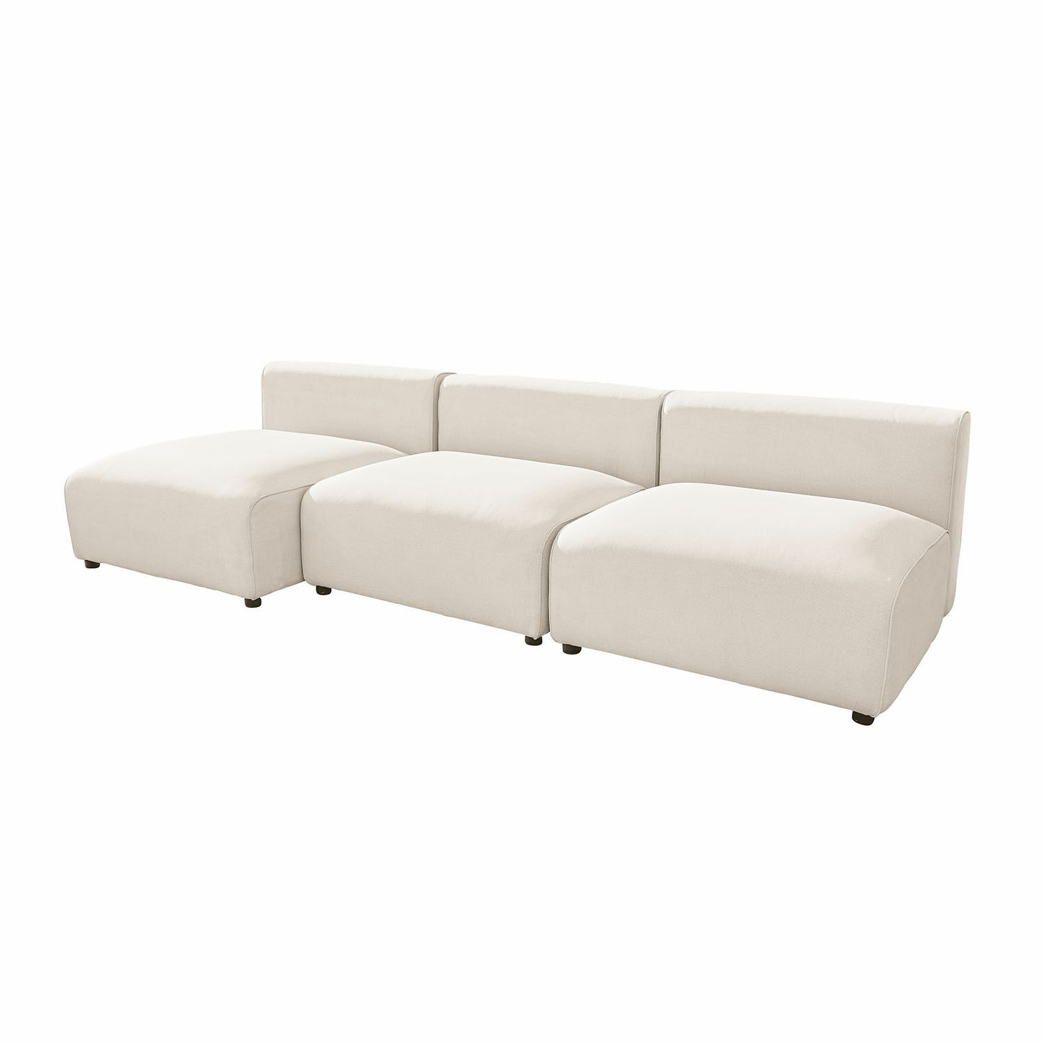 Sitzgruppe Vézère Modulares Sofa aus cremefarbenem, weichem Stoff für ein modernes Wohnzimmer