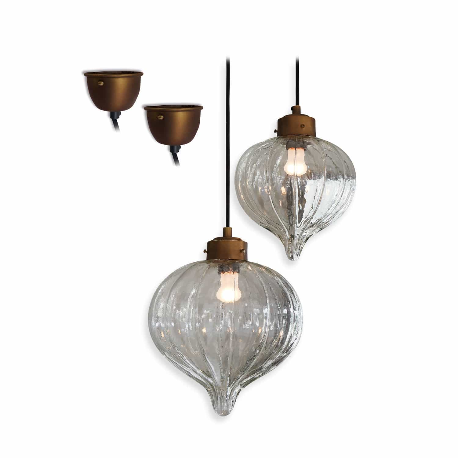 Hängelampe 2er Set Baisse Hängelampe aus Glas mit Messingfassung, dekorative Vintage-Deckenleuchte