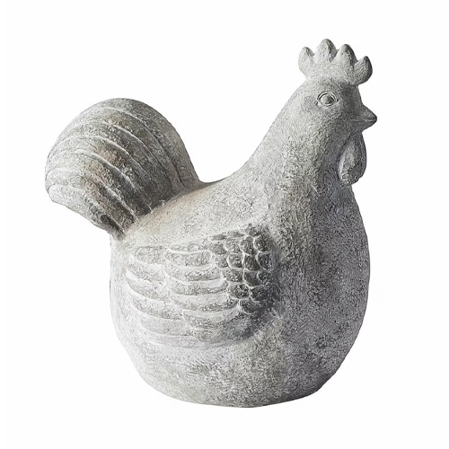 Dekorative Hühnerfigur aus grauem Stein, natürliche Gartendekoration oder Wohnaccessoire