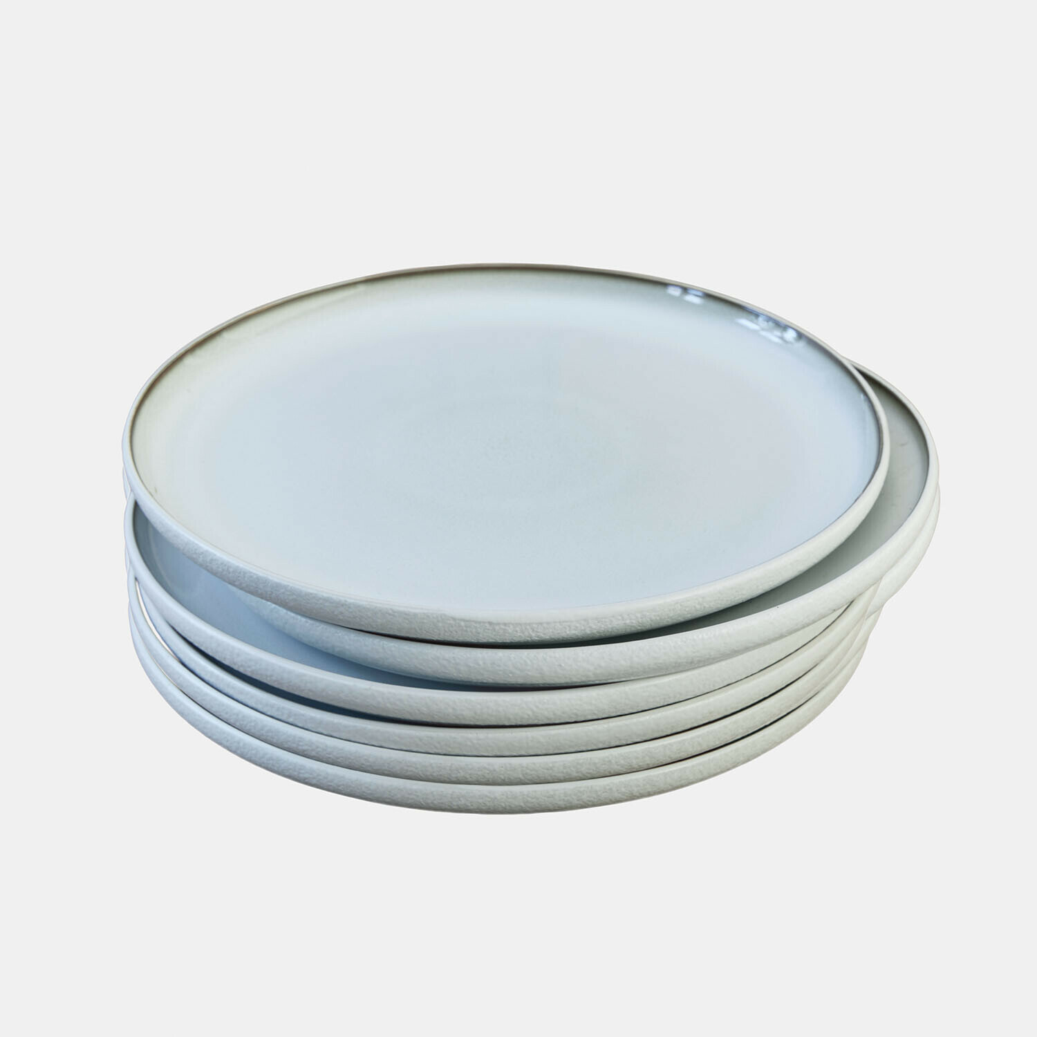 Teller 6er Set Eiruna Set mit sechs weissen Keramiktellern mit leicht grauem Farbton und matter Oberfläche