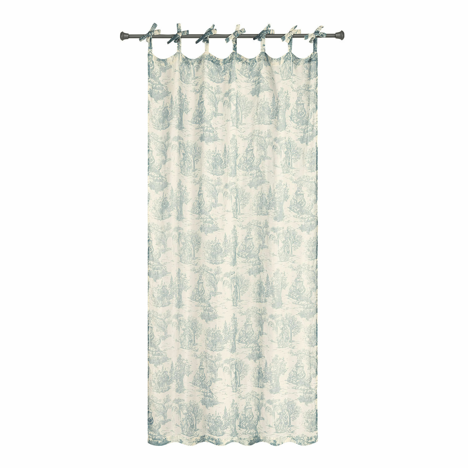 Gardine Dedwen Baumwollvorhang in Creme mit blauem Muster und Schlaufen zum Aufhängen, Fensterdekoration