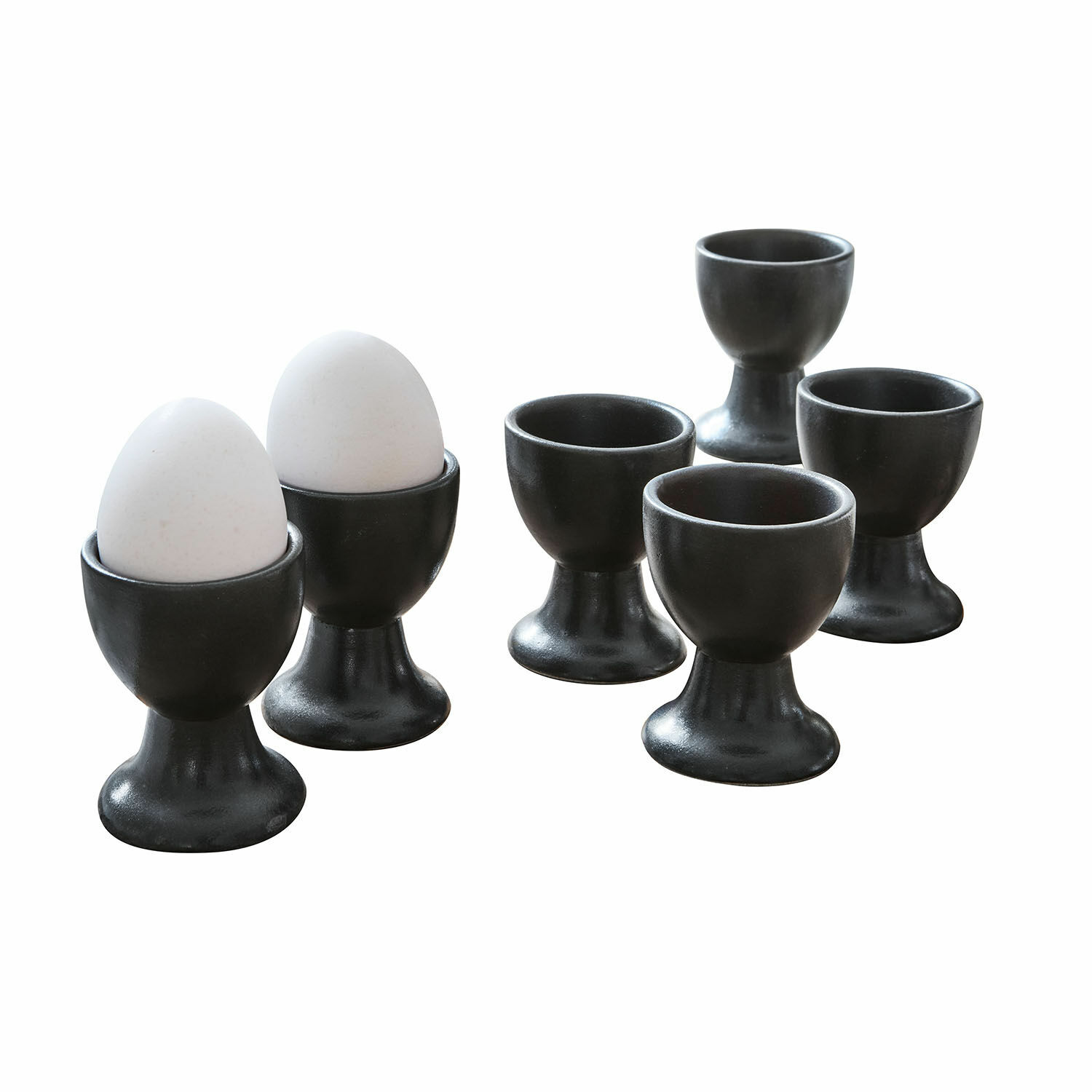schwarz 6-teiliges Set schwarze Keramik-Eierbecher Biarritz für Küche und Frühstück