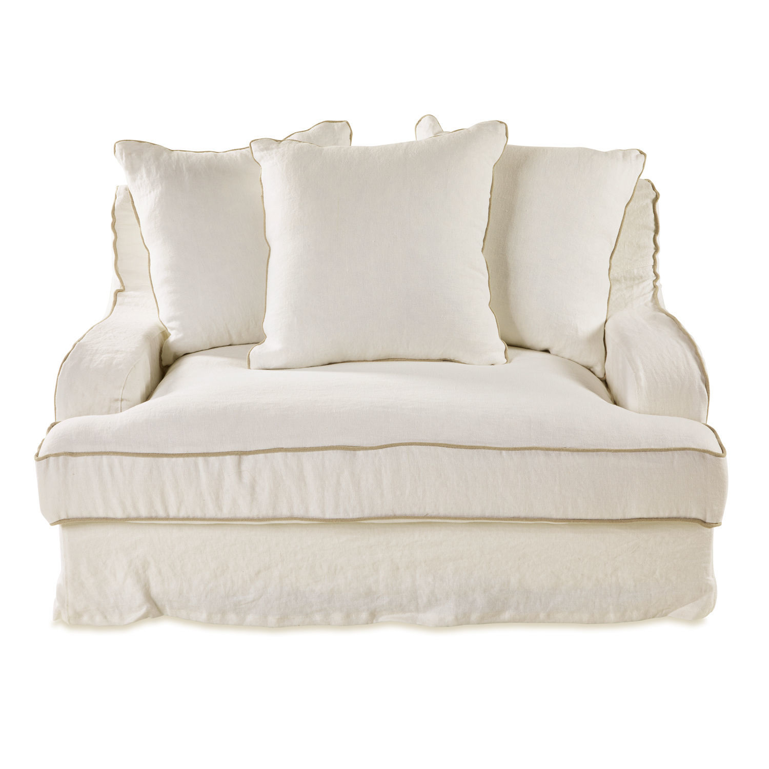 weiss/beige Sofa Monaco in Weiss aus Stoff mit weichen Kissen und bequemem Sitzbereich für das Wohnzimmer