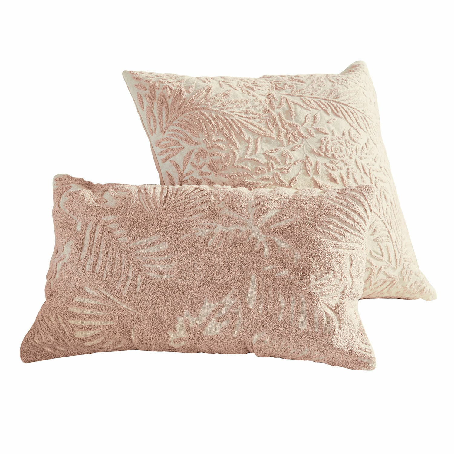 Kissenhülle 2er Set Enchanto Set aus zwei rosa Dekokissen aus weichem Material mit floralem Muster