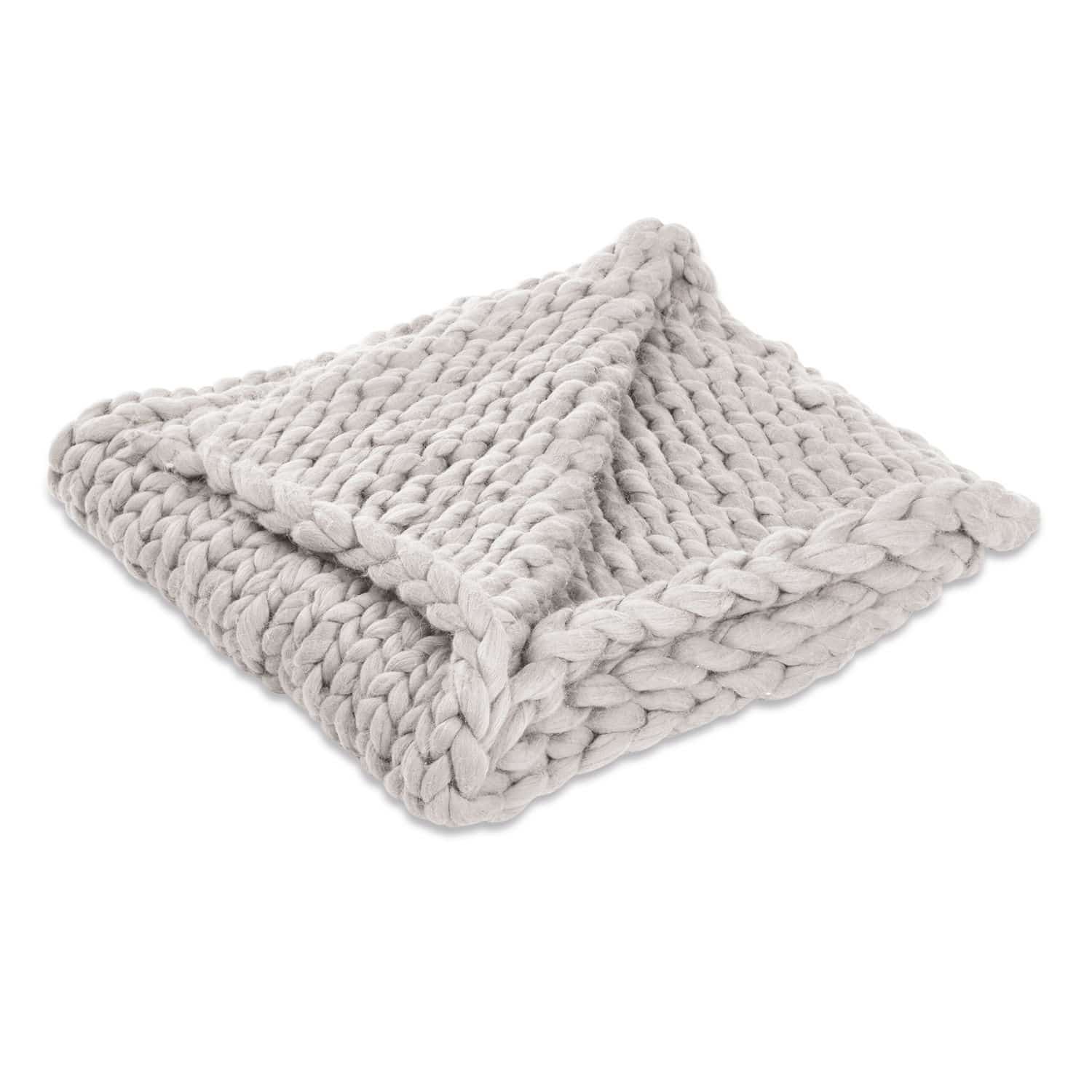Plaid Reidous Dicke, hellgraue Decke aus weicher, grober Wolle, ideal für gemütliche Wohnräume und Dekoration.