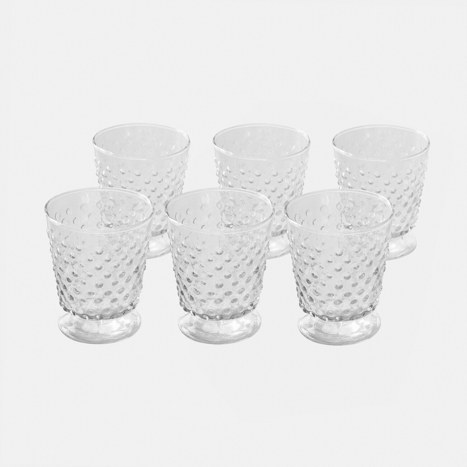 Glas 6er Set Zaleema Set mit sechs transparenten Gläsern aus Glas mit erhabener Punktstruktur, vielseitig einsetzbar