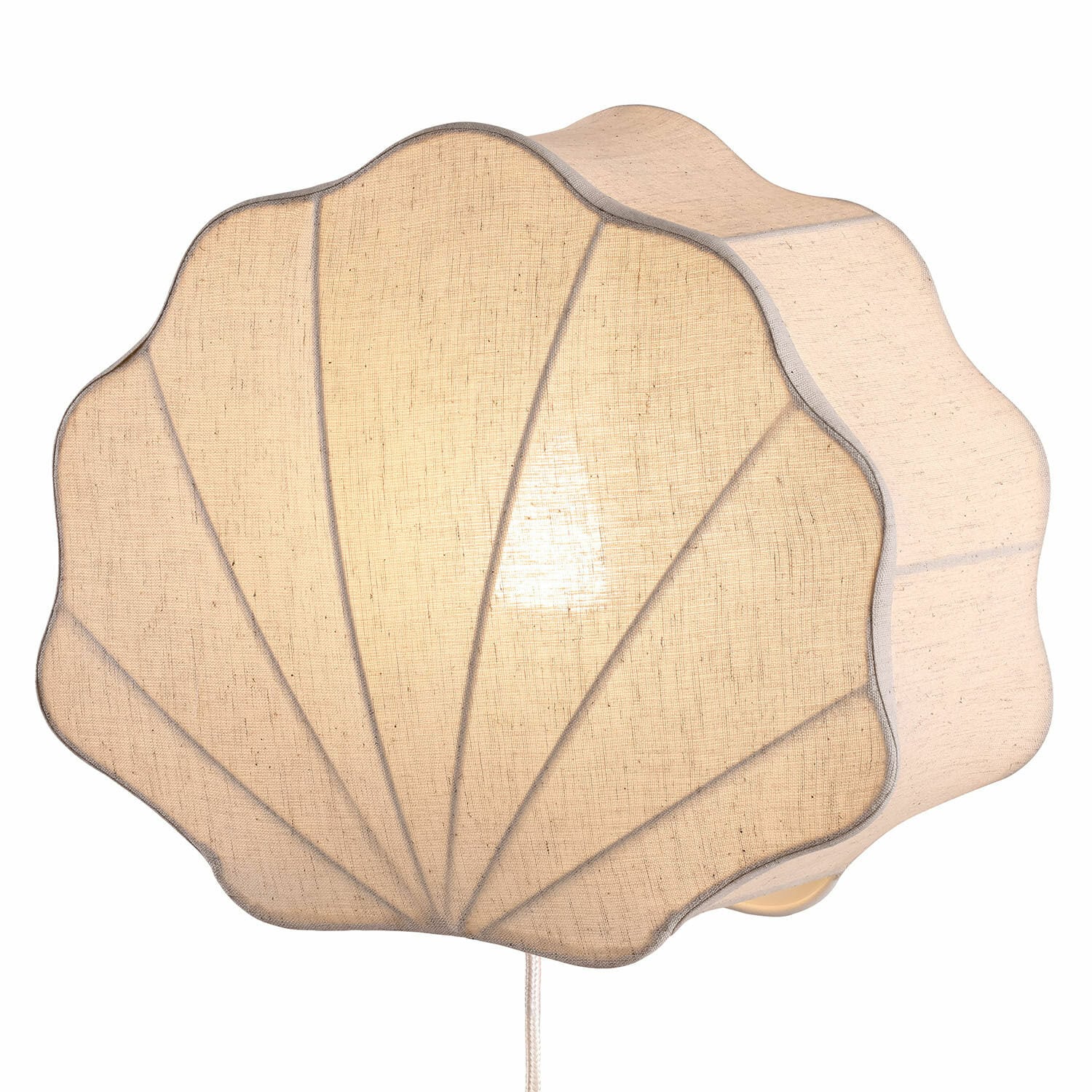 Wandlampe Vellaro Wandlampe in Muschelform aus beigem Stoff, dekorative Leuchte für Wohn- oder Schlafzimmer