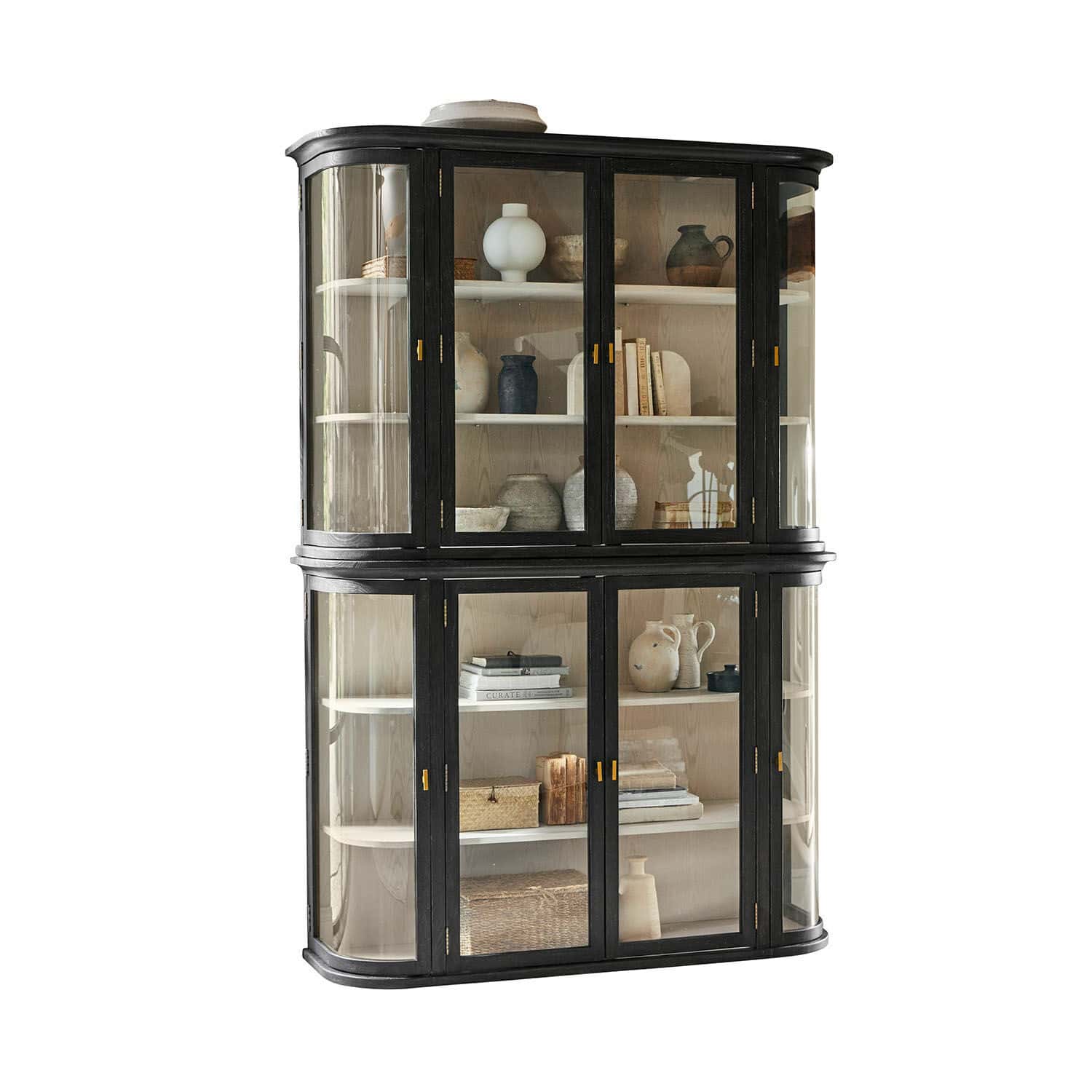 Schrank Sturminster Schwarze Holzvitrine mit Glastüren und Einlegeböden für Dekorationen und Bücher