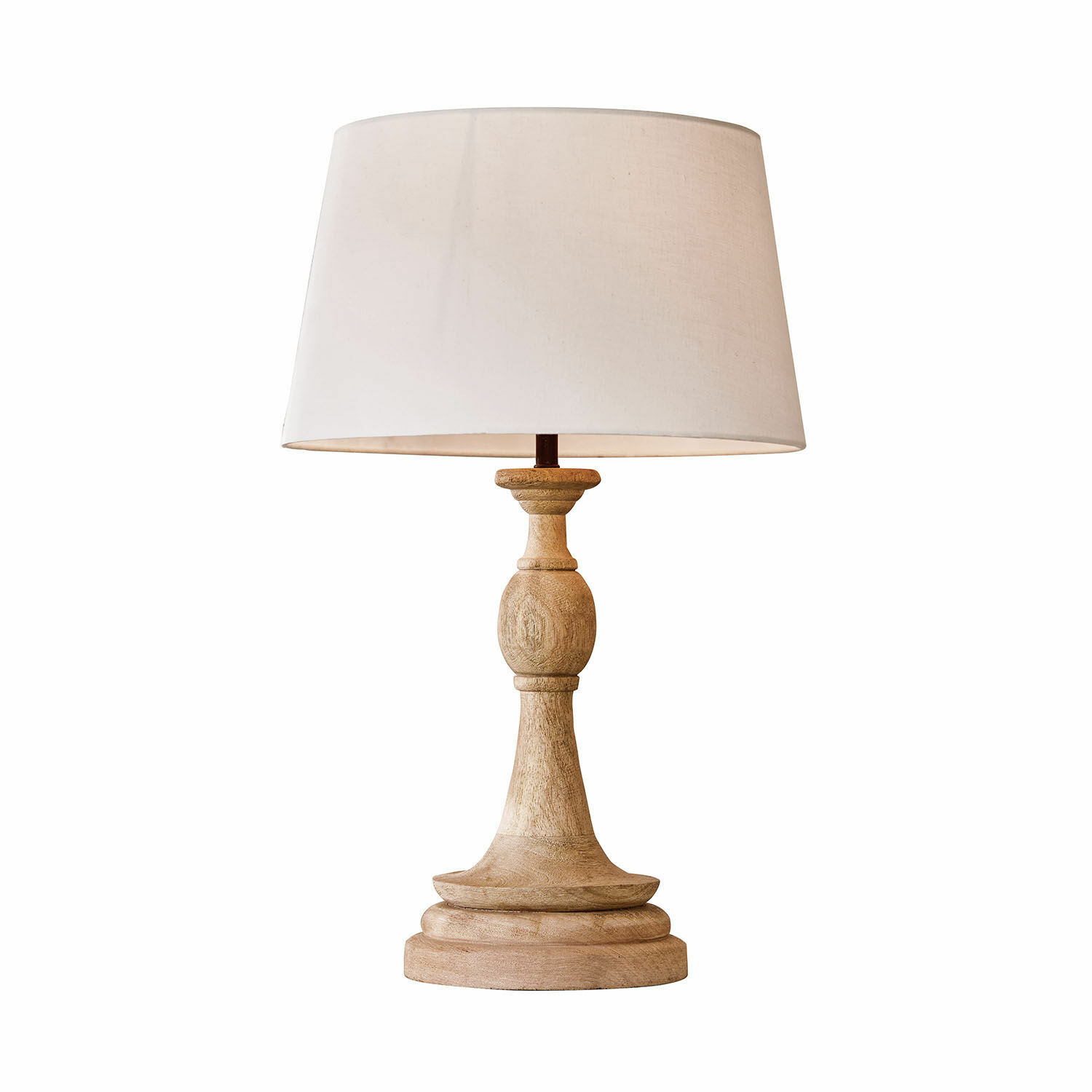 Tischlampe Dardilly Tischlampe mit Holzfuss und weissem Stoffschirm, dekorative Wohnraumbeleuchtung
