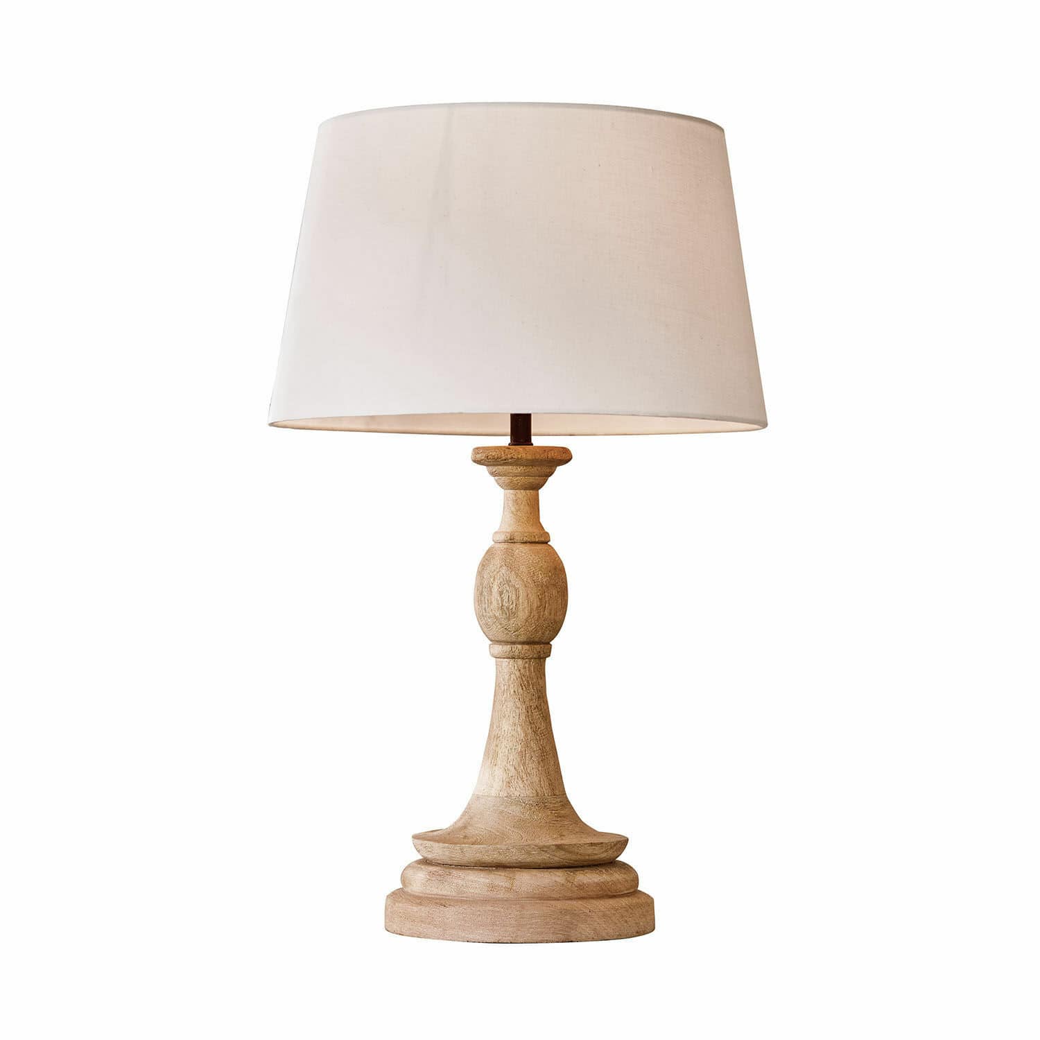 Tischlampe Dardilly Tischlampe mit Holzfuss und weissem Stoffschirm, dekorative Wohnraumbeleuchtung