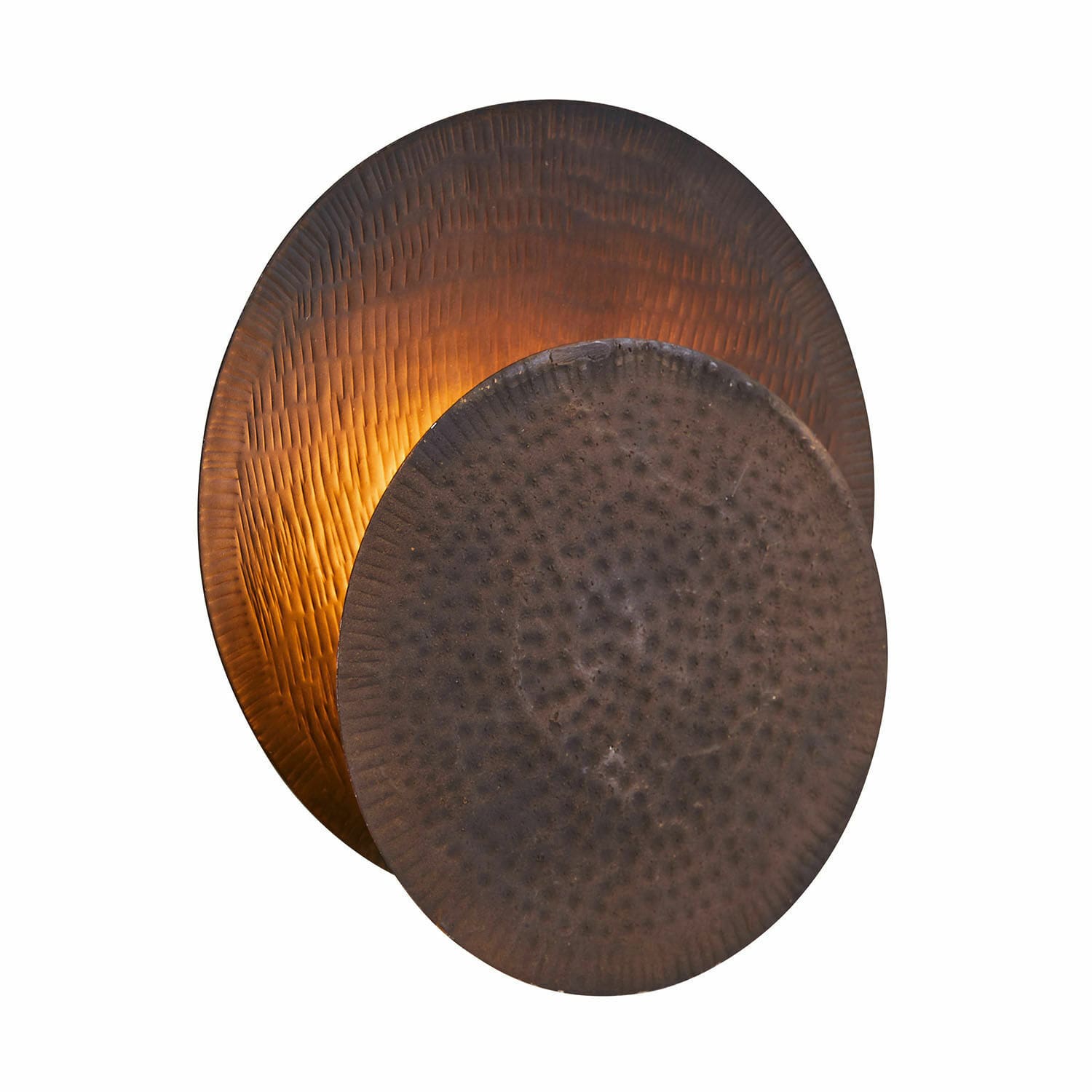Wandlampe Tahmoh Dekorative Wandlampe aus rostigem Metall mit warmem Licht und gehämmerter Struktur