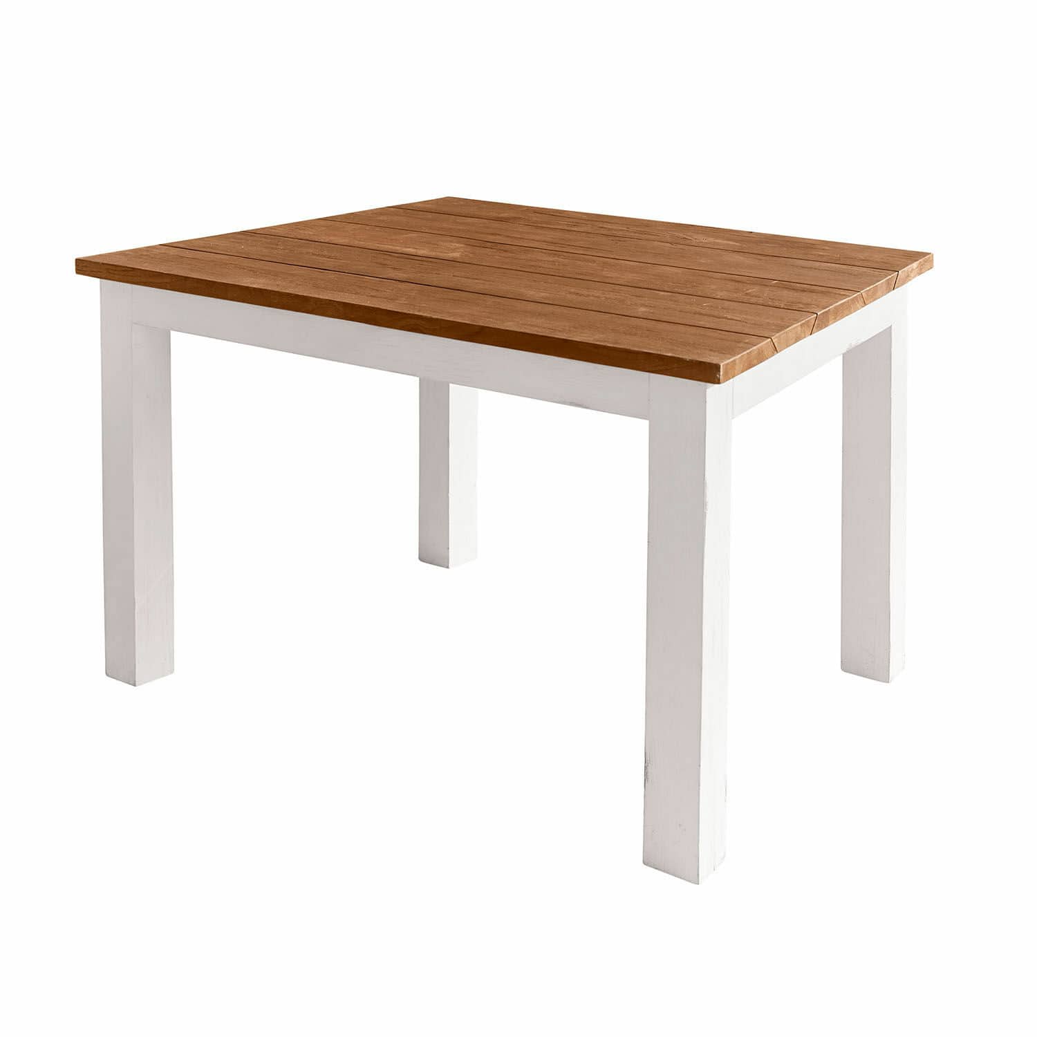 Tisch Kirkdale Tisch mit naturfarbiger Holzplatte und weissen Beinen, Esszimmer- oder Wohnzimmermöbel