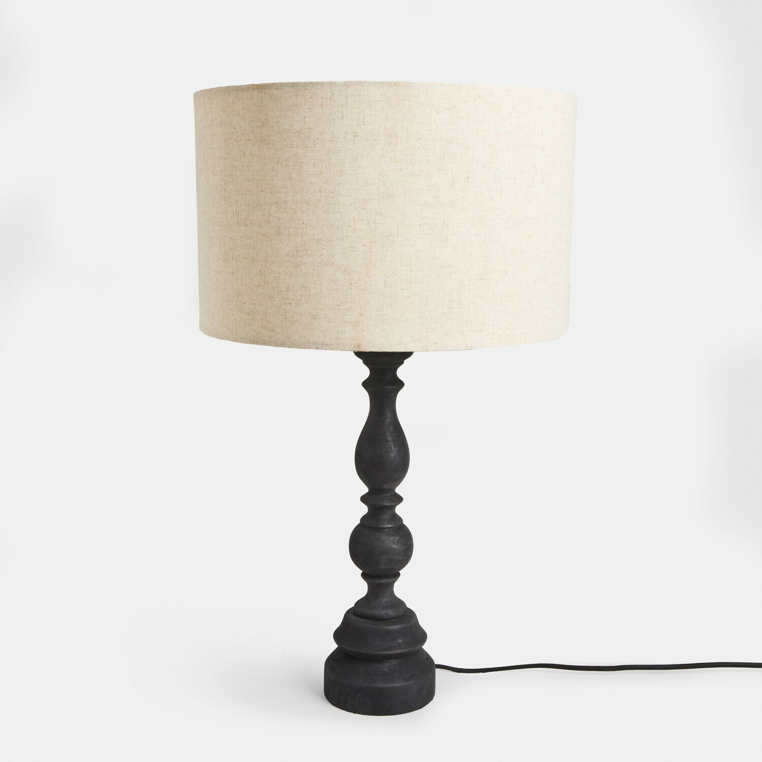 Tischlampe Freydaal Tischlampe mit schwarzem Sockel und beigem Stoffschirm, modernes Wohnlicht