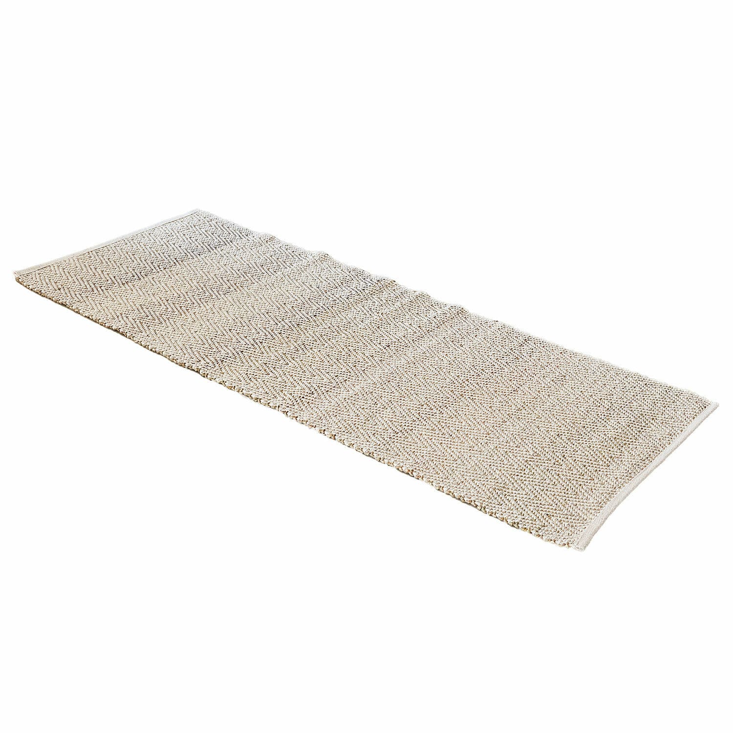 Teppich Jonesboro Beiger Teppichläufer aus Stoff mit Fischgrätmuster, dekorativ und praktisch für Innenräume.