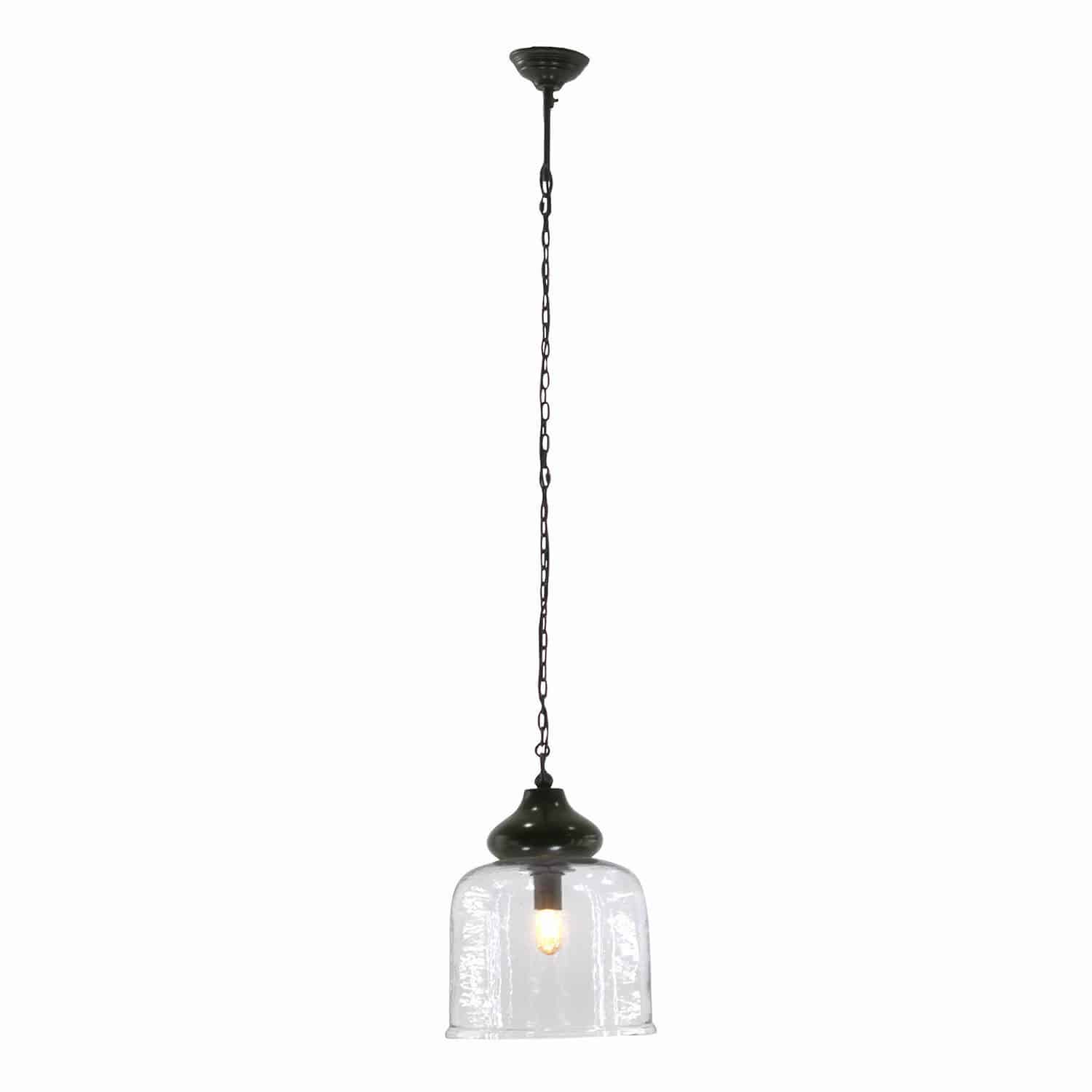 Hängelampe Walderton Hängelampe aus Glas mit schwarzem Metallhalter und Kette, modernes Innenbeleuchtungselement