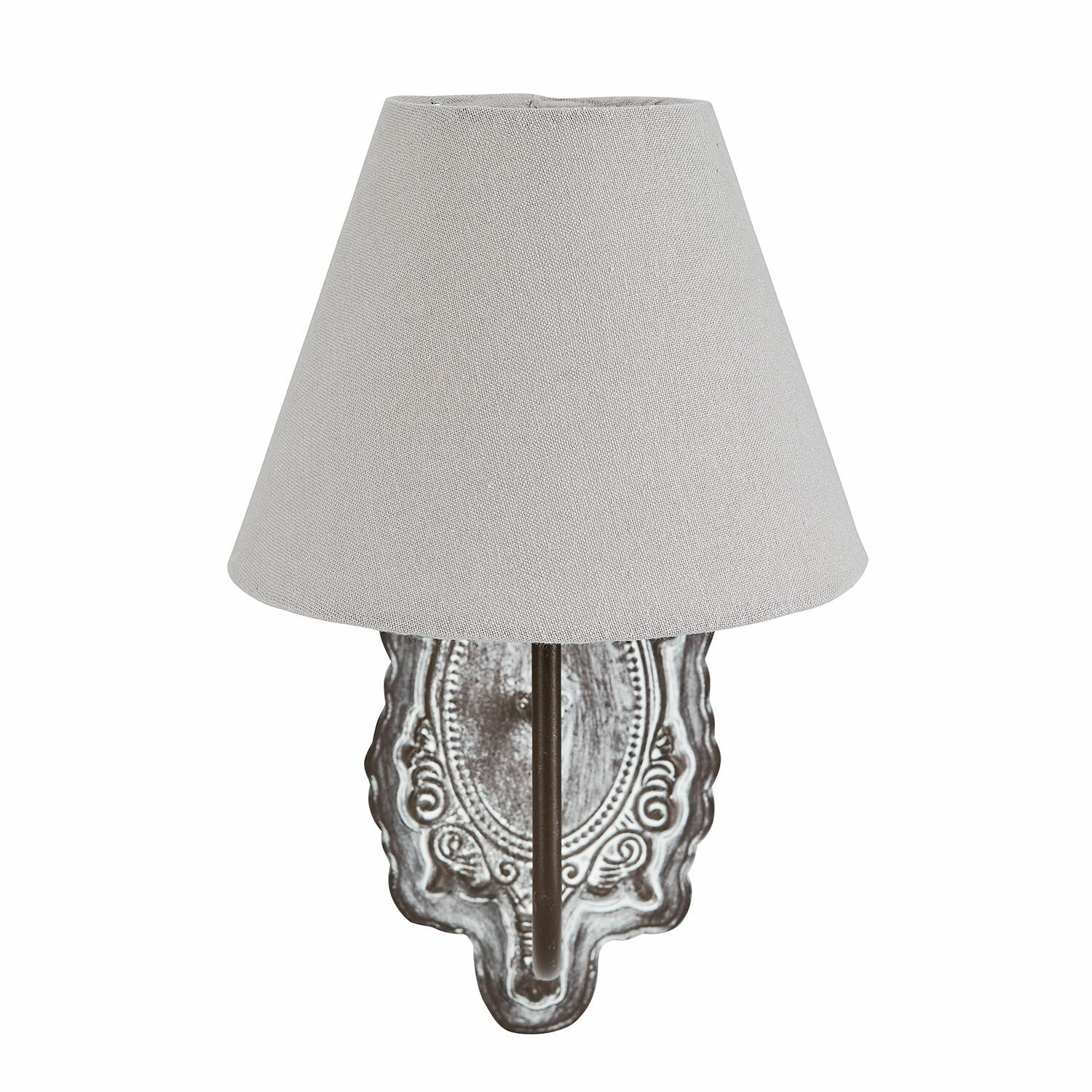 Wandlampe Abondant Wandleuchte mit Metallfuss und grauem Stoffschirm für stimmungsvolle Innenbeleuchtung