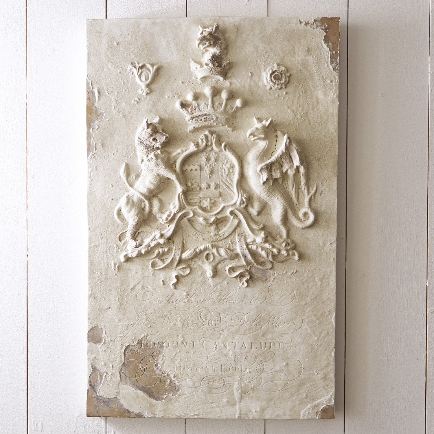 Bild Bédeille Beige Wandplatte mit erhabenem Wappenrelief im Vintage-Stil, dekoratives Wandobjekt