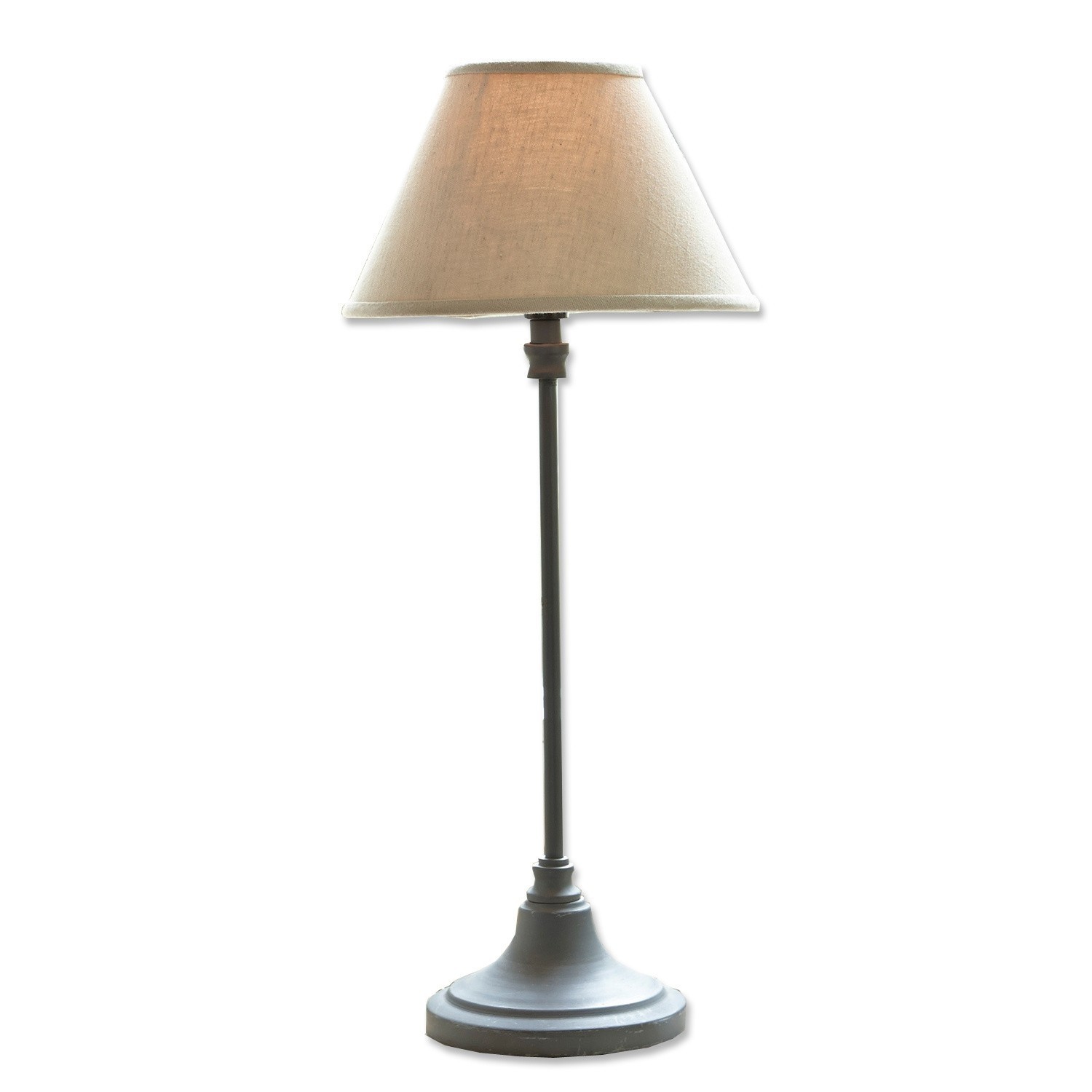 Tischlampe Swindon Klassische Tischlampe mit Metallfuss und beigem Lampenschirm für das Wohnzimmer