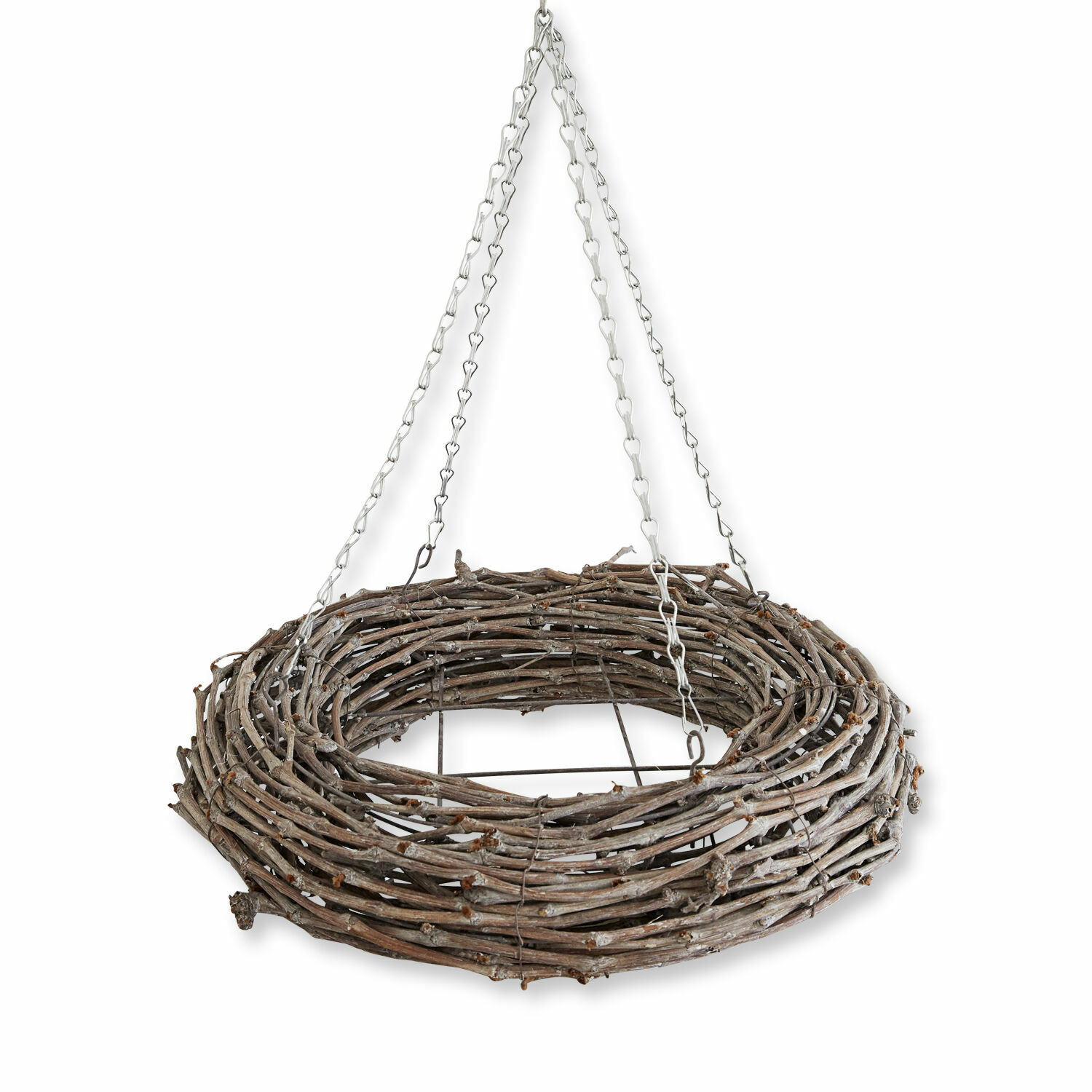 Kranz Adré Hängender Kranz aus natürlichen braunen Zweigen an Metallkette zur Wohn- und Gartendekoration