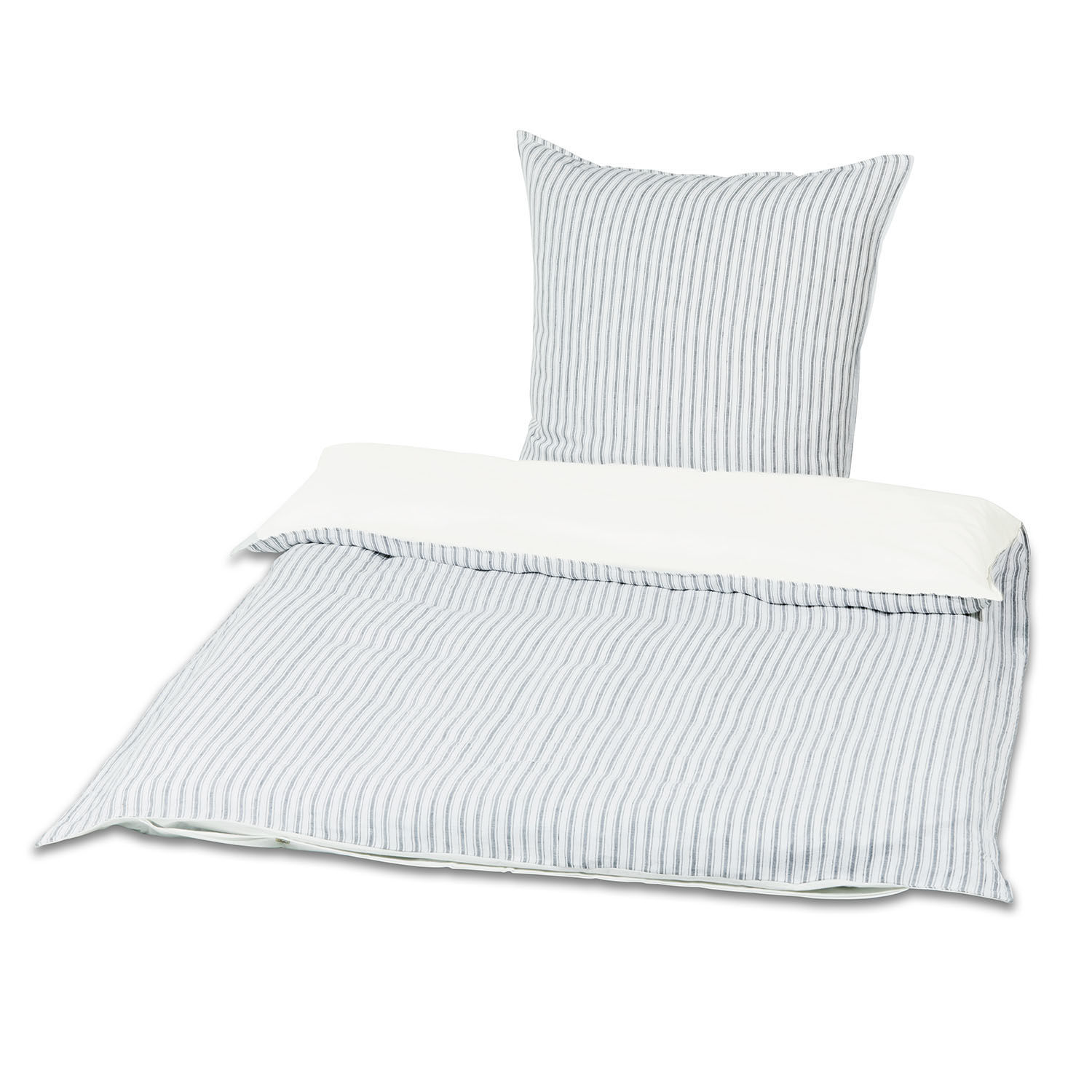 Bettwäsche Stripes Bettwäsche aus Baumwolle mit grauen Streifen auf weissem Grund, weich und bequem fürs Schlafzimmer
