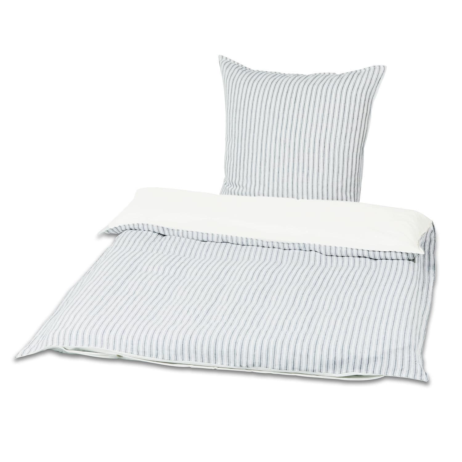 Bettwäsche Stripes Bettwäsche aus Baumwolle mit grauen Streifen auf weissem Grund, weich und bequem fürs Schlafzimmer