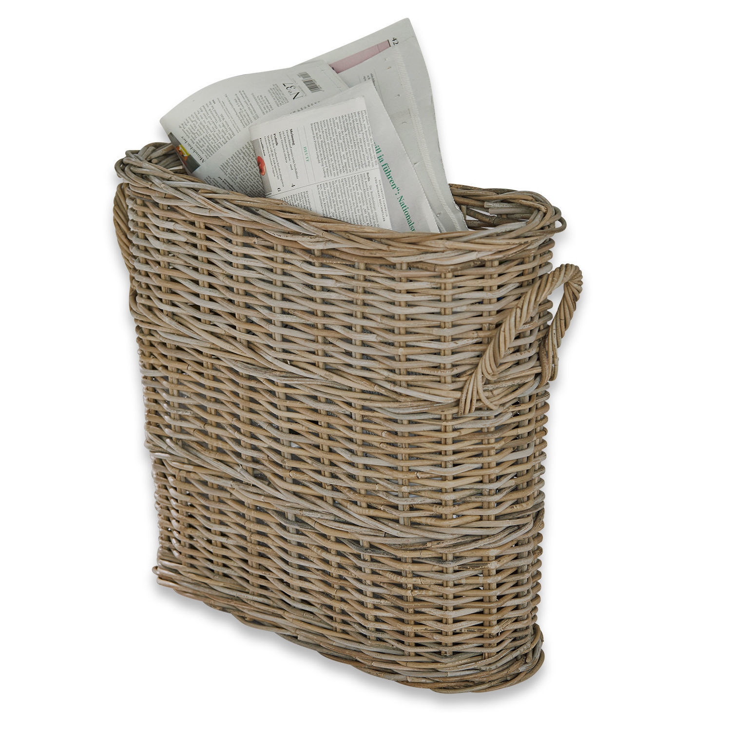 Korb Numenar Zeitungskorb aus natürlichem Rattan, praktischer Aufbewahrungskorb für zu Hause