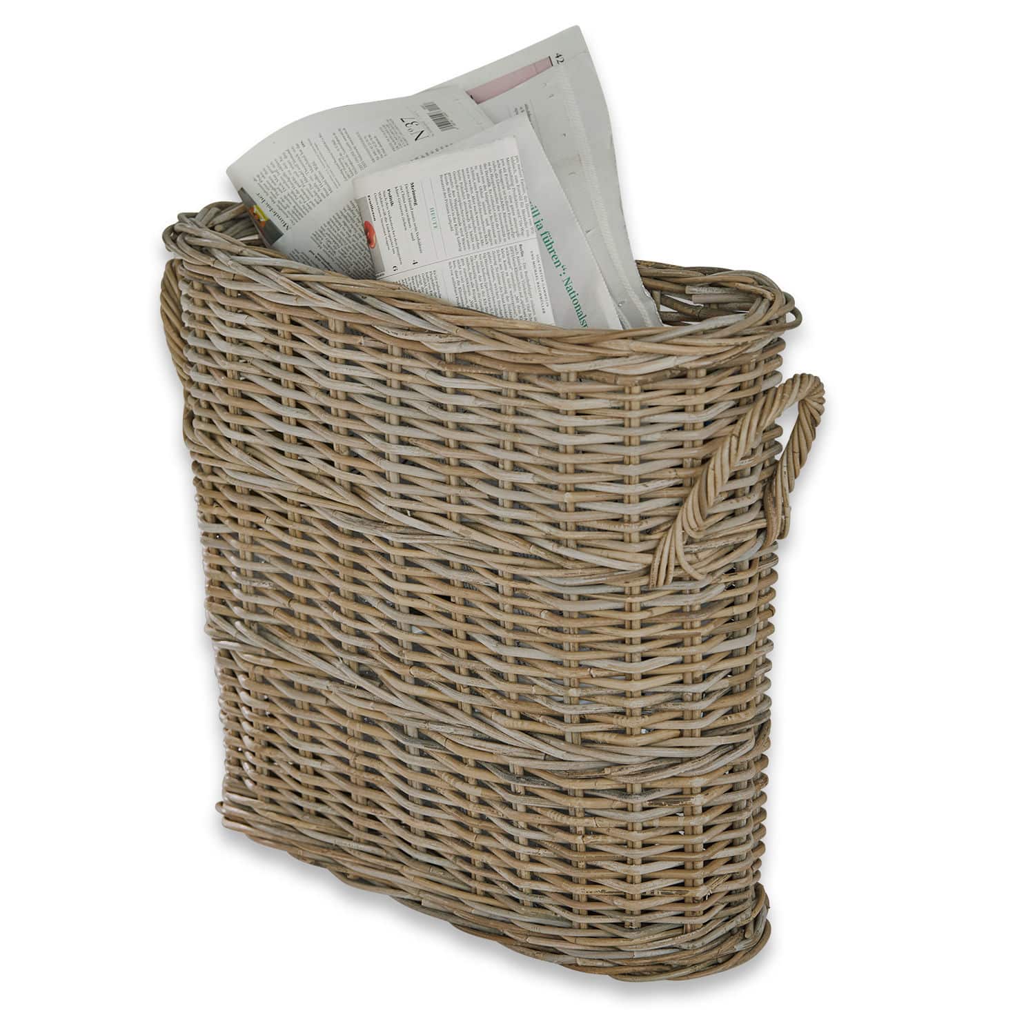Korb Numenar Zeitungskorb aus natürlichem Rattan, praktischer Aufbewahrungskorb für zu Hause