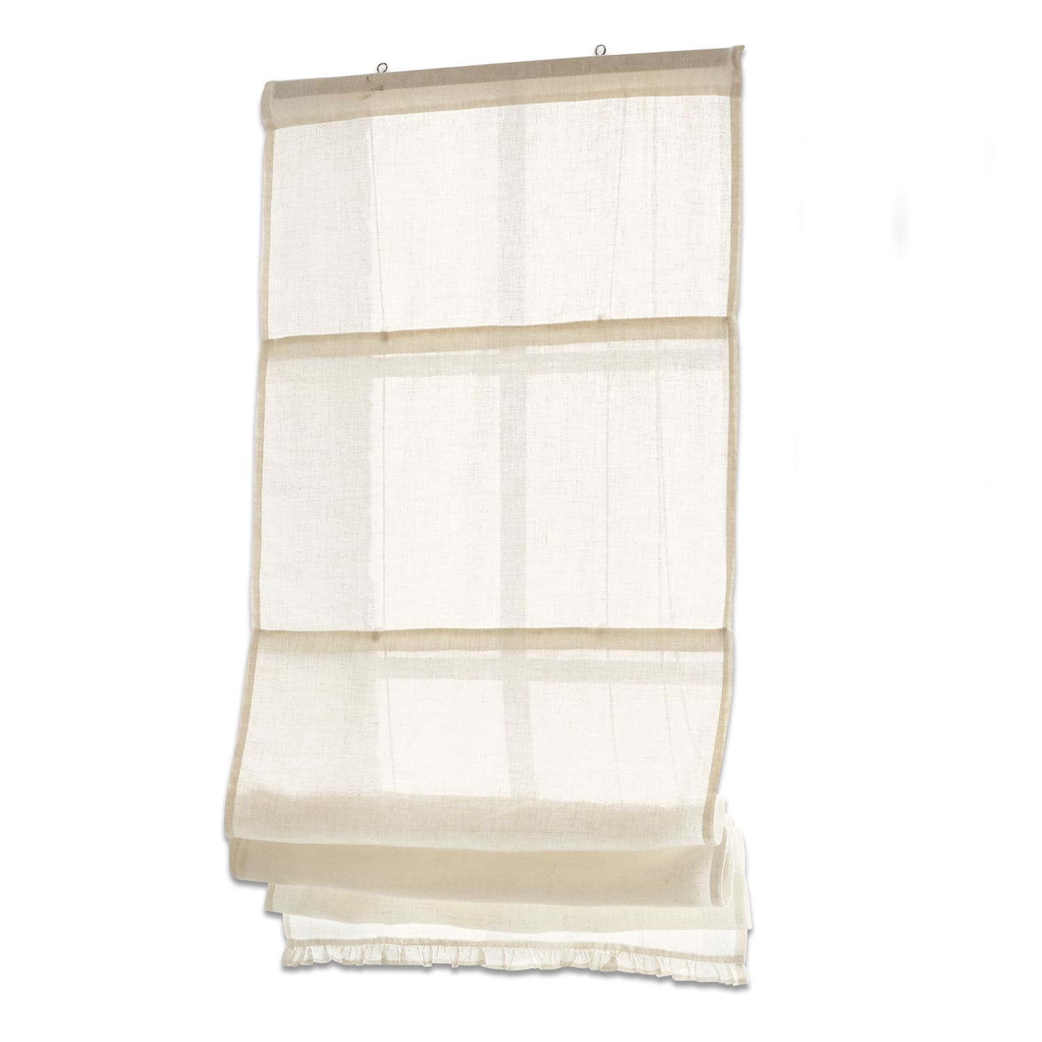 Faltrollo Dercy Beige römische Gardine aus leichtem Stoff, dekorativer Fensterschmuck fürs Wohnzimmer.