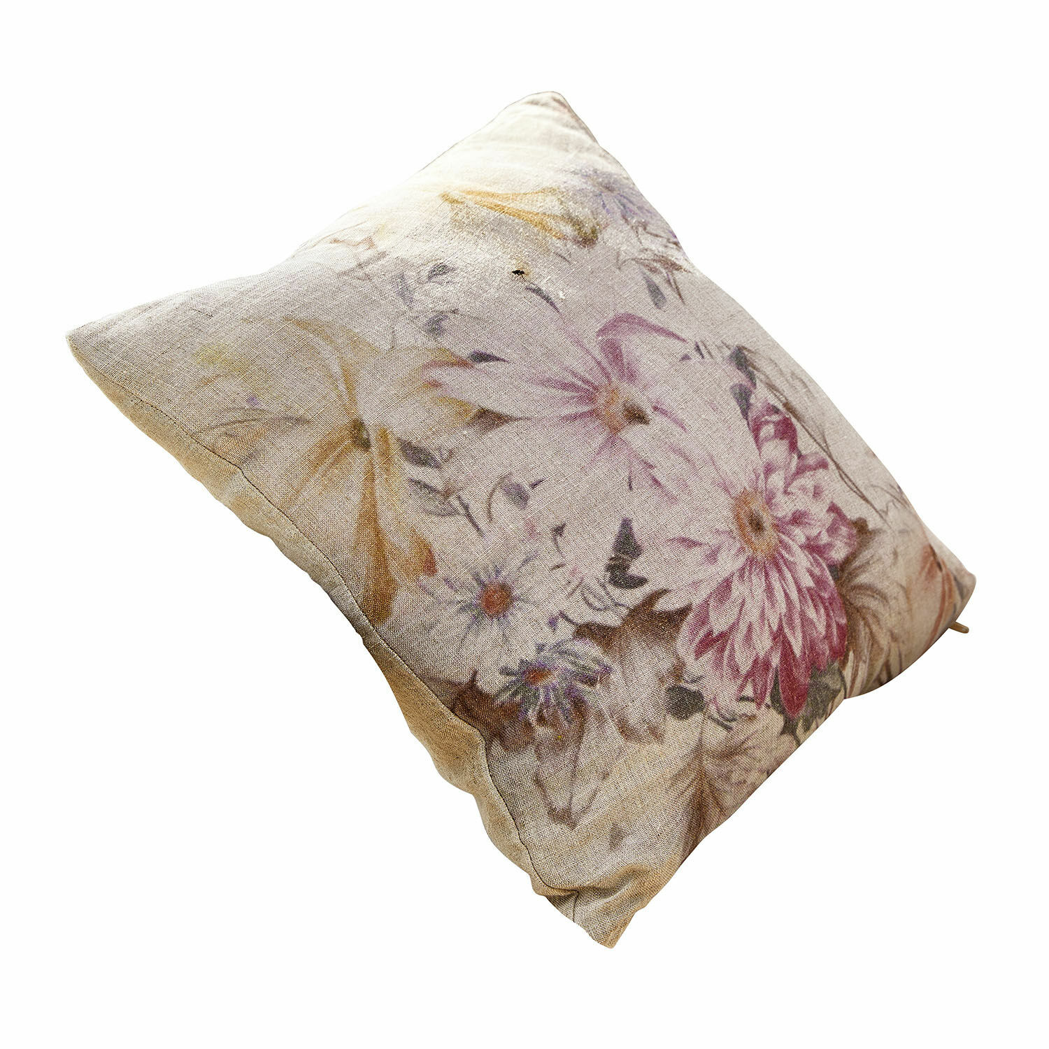 Kissenhülle Evie Dekoratives Leinenkissen in Beige mit Blumenmuster für Wohn- und Schlafzimmer