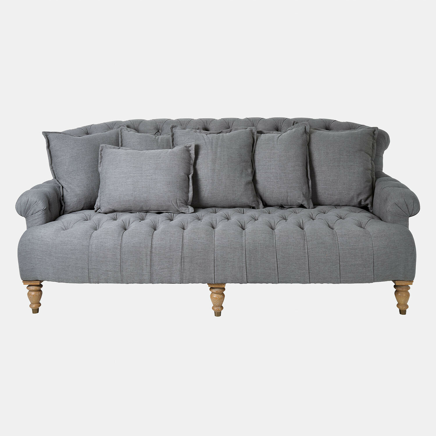 Grau gepolstertes Springfield Village Sofa mit Steppung und Holzbeinen, elegantes Wohnzimmermöbel