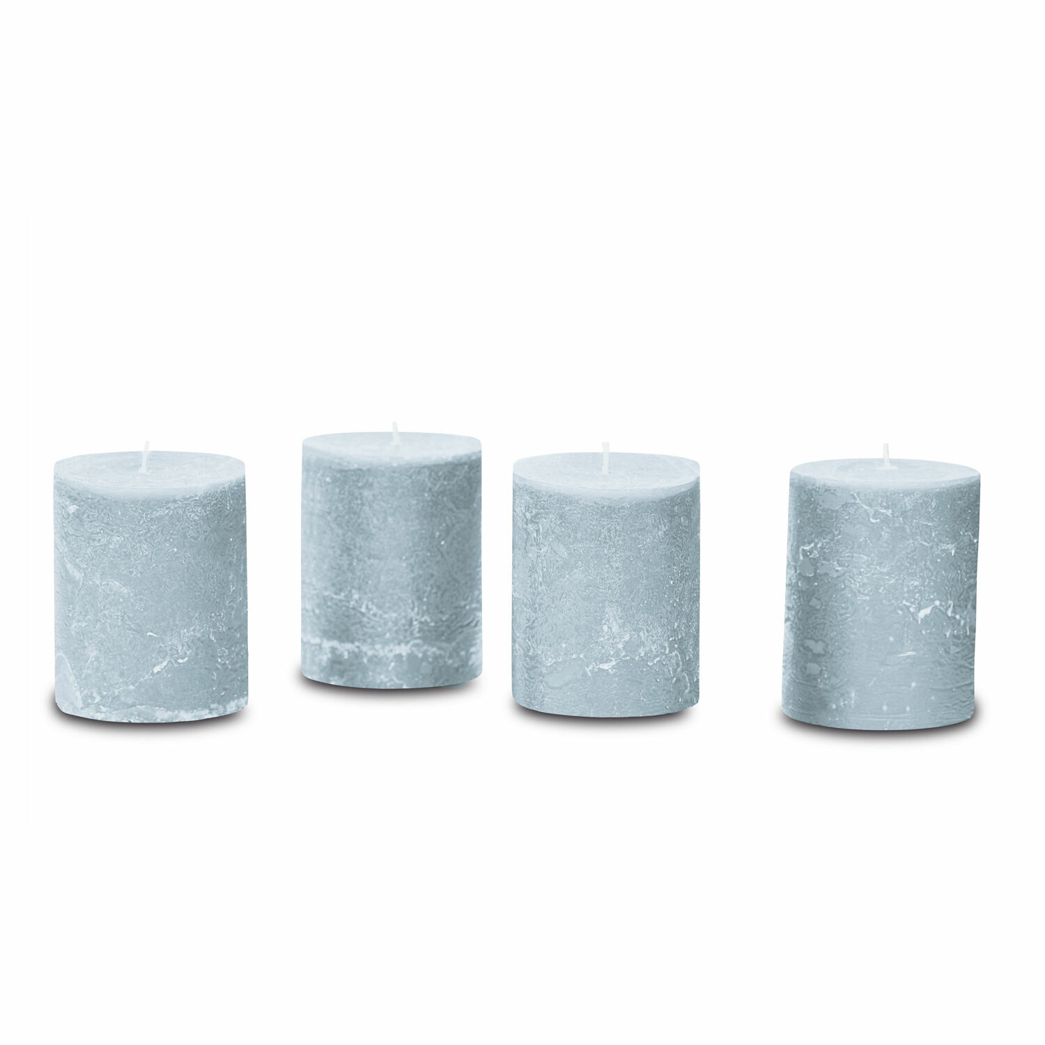 graublau Set aus 4 graublauen Kerzen aus Wachs mit rustikaler Oberfläche zur Wohnraumdekoration