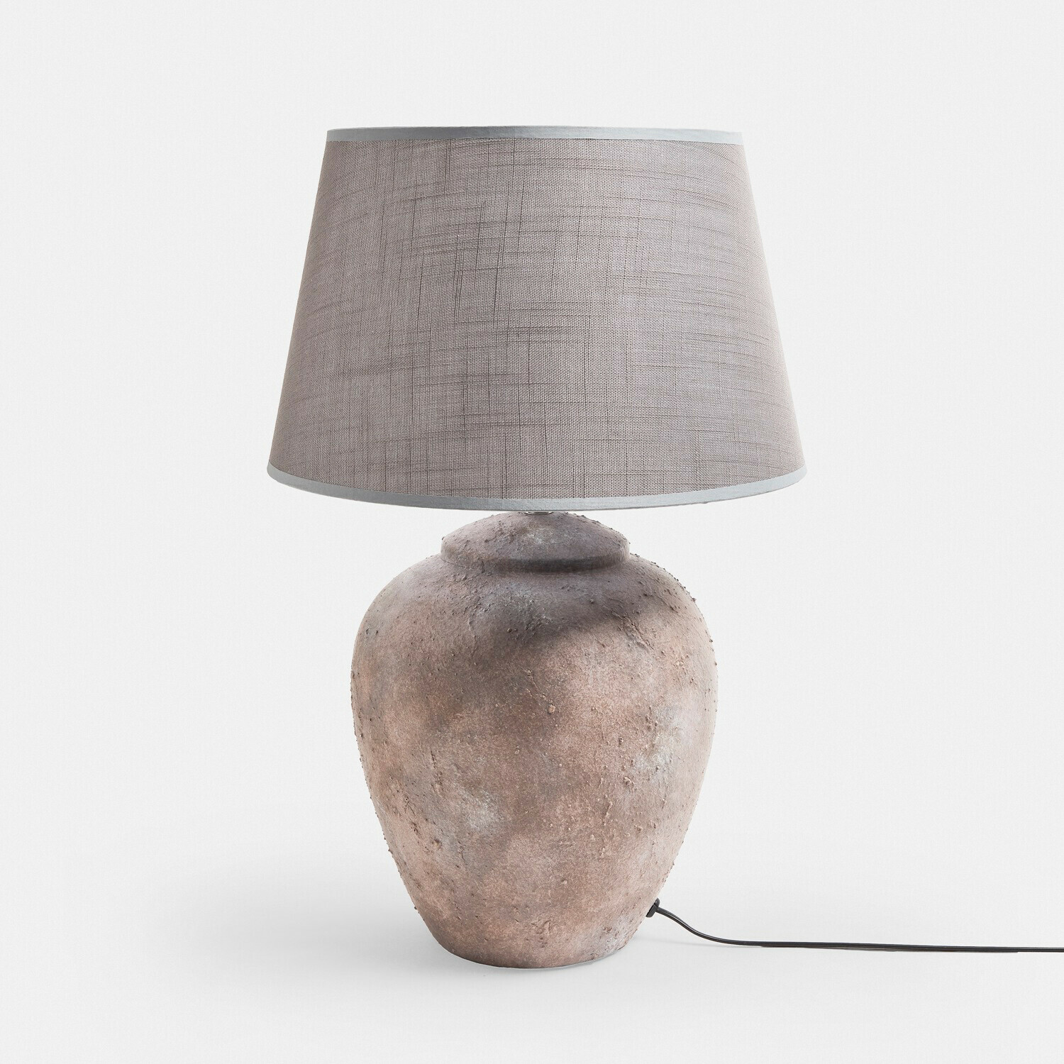 Tischlampe Kelvador Tischlampe mit brauner Keramikbasis und beigem Stoffschirm mit feiner Struktur