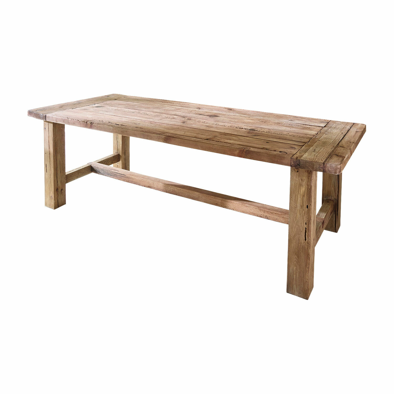 Tisch Oteley Tisch aus massivem Holz in natürlicher Farbe, rustikales Design für Ess- oder Wohnzimmer.