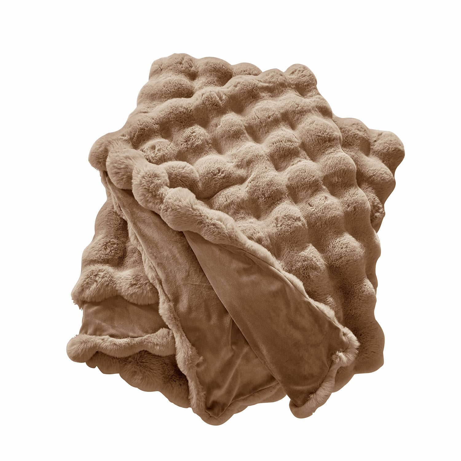 taupe Weiche Plaid Zalina in Taupe aus flauschigem Material, perfekt für gemütliche Wohnraumgestaltung und Dekoration