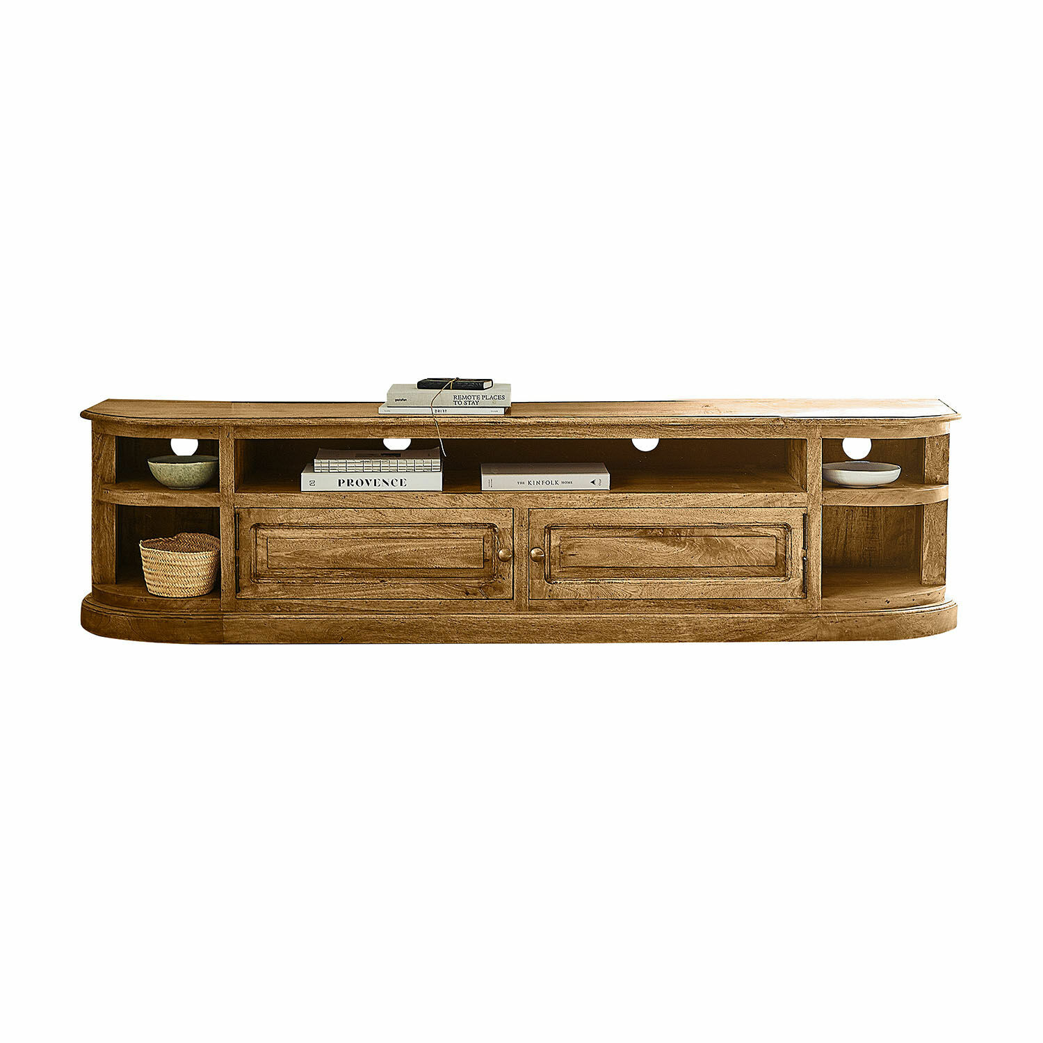 Sideboard Wendalique TV-Möbel aus Holz in Naturfarbe mit Regalen und Schubladen für das Wohnzimmer